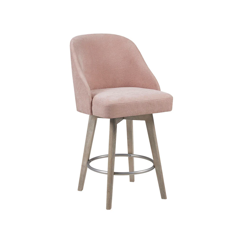 Pearce Swivel Upholstered Counter Stool (25.75'') with Solid Wood Legs & Metal Footrest - Image 16