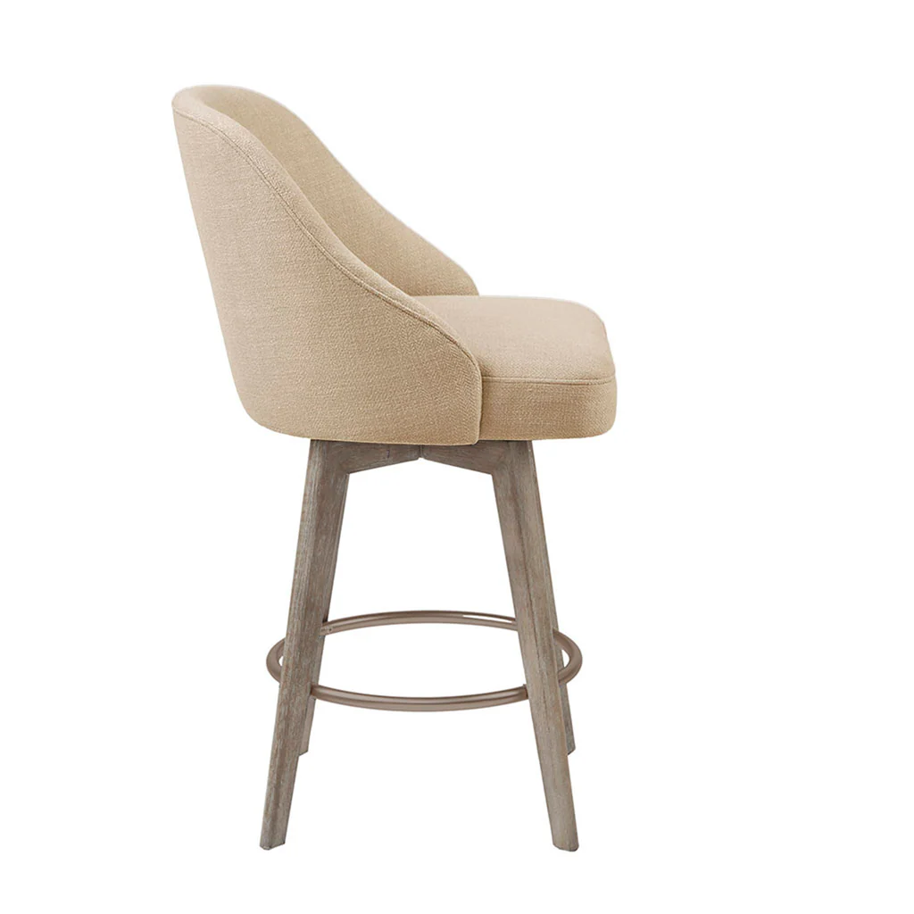 Pearce Swivel Upholstered Counter Stool (25.75'') with Solid Wood Legs & Metal Footrest - Image 20