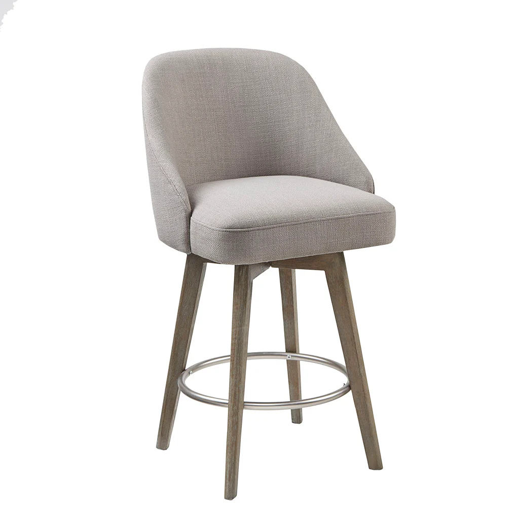Pearce Swivel Upholstered Counter Stool (25.75'') with Solid Wood Legs & Metal Footrest - Image 21