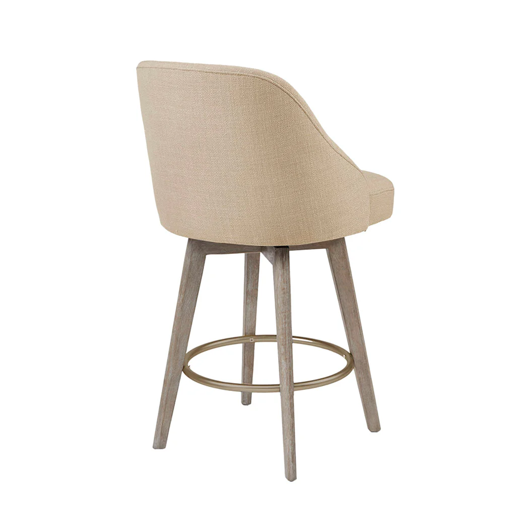 Pearce Swivel Upholstered Counter Stool (25.75'') with Solid Wood Legs & Metal Footrest - Image 23