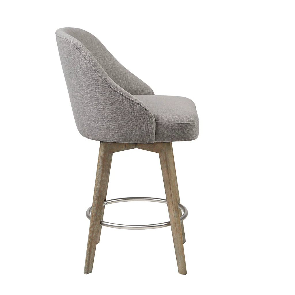 Pearce Swivel Upholstered Counter Stool (25.75'') with Solid Wood Legs & Metal Footrest - Image 24