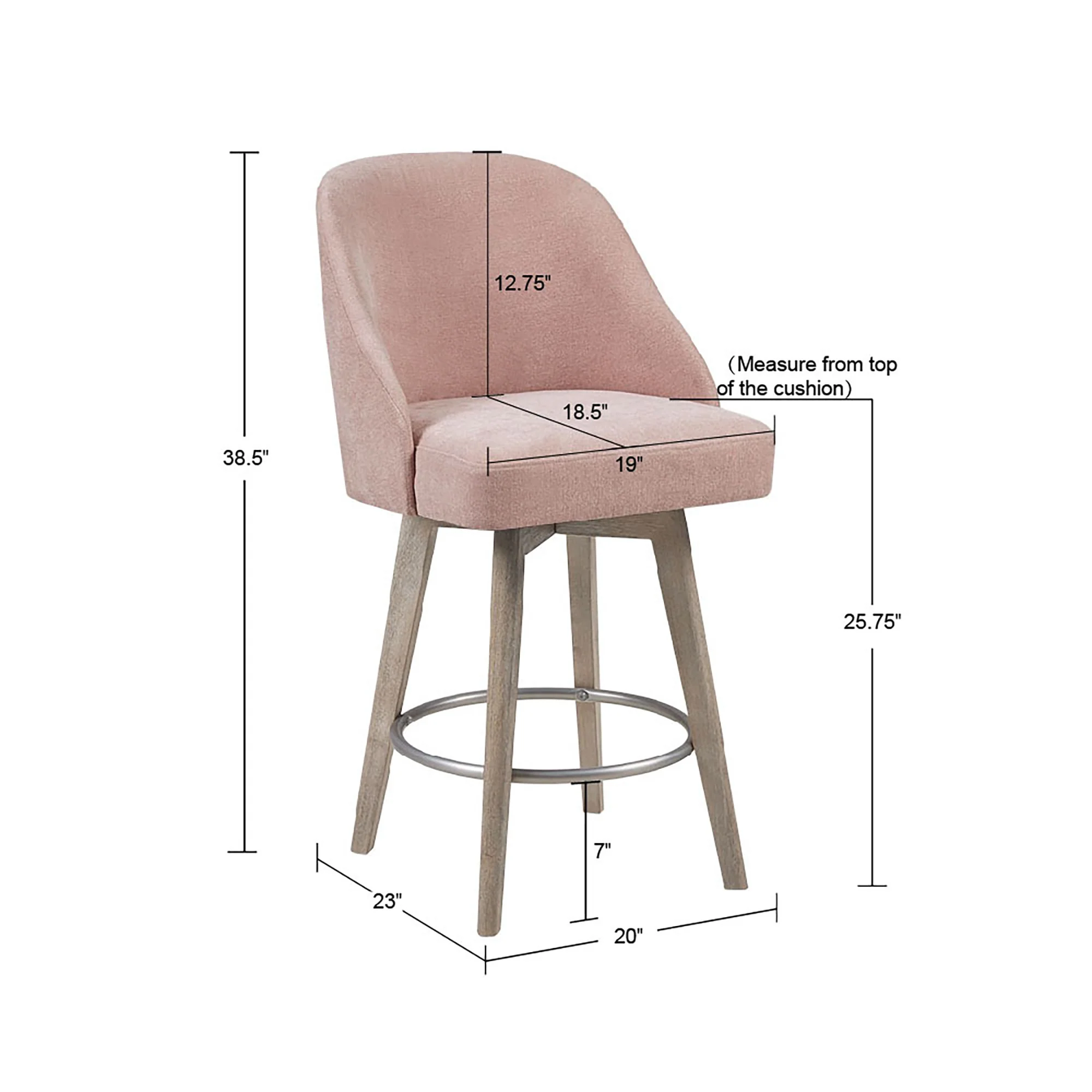 Pearce Swivel Upholstered Counter Stool (25.75'') with Solid Wood Legs & Metal Footrest - Image 28