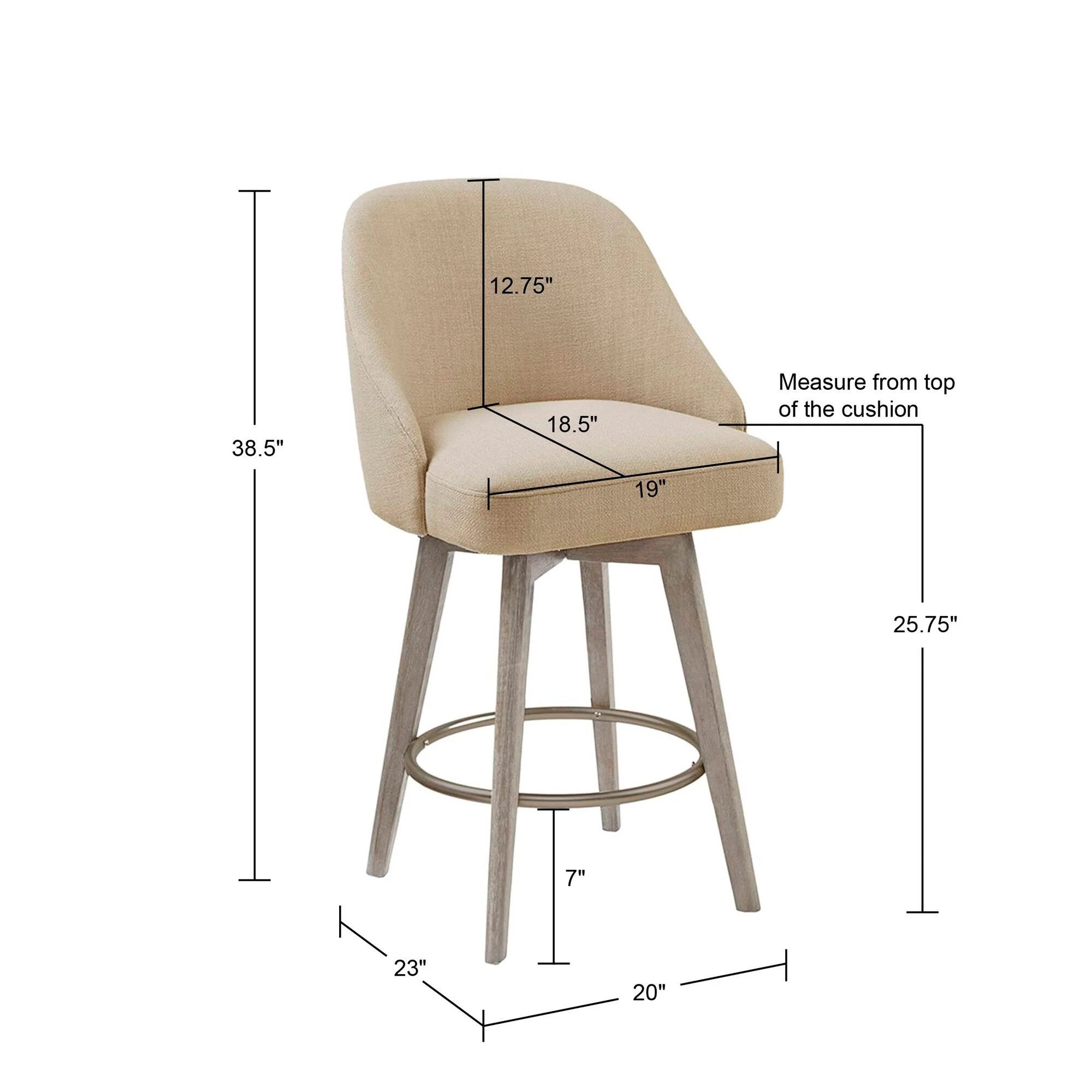 Pearce Swivel Upholstered Counter Stool (25.75'') with Solid Wood Legs & Metal Footrest - Image 33