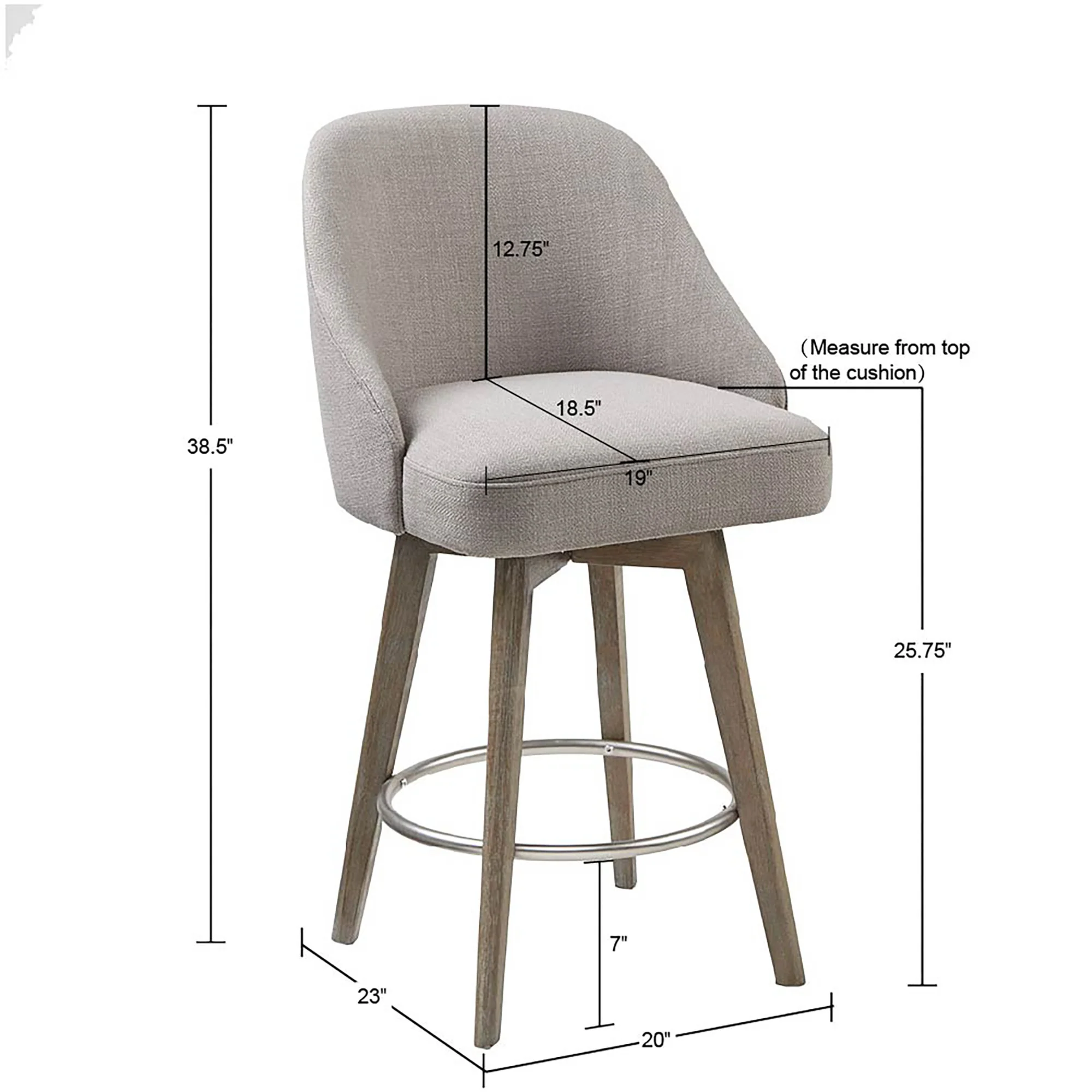 Pearce Swivel Upholstered Counter Stool (25.75'') with Solid Wood Legs & Metal Footrest - Image 34