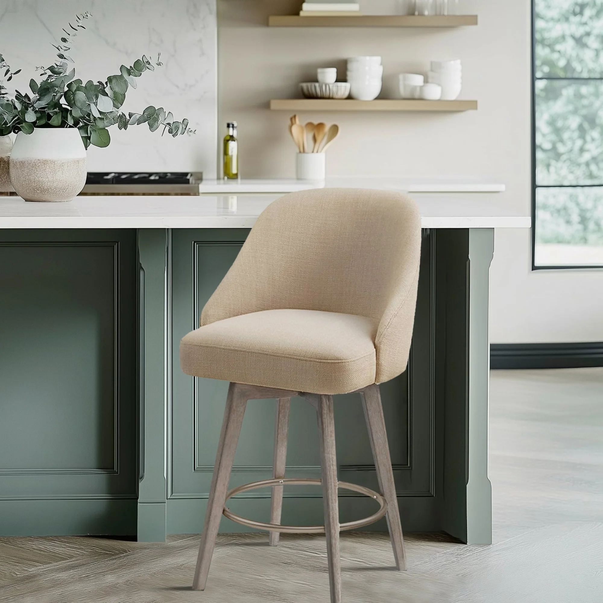 Pearce Swivel Upholstered Counter Stool (25.75'') with Solid Wood Legs & Metal Footrest - Image 38