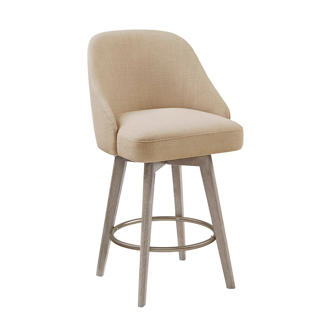 Pearce Swivel Upholstered Counter Stool (25.75'') with Solid Wood Legs & Metal Footrest - Image 43