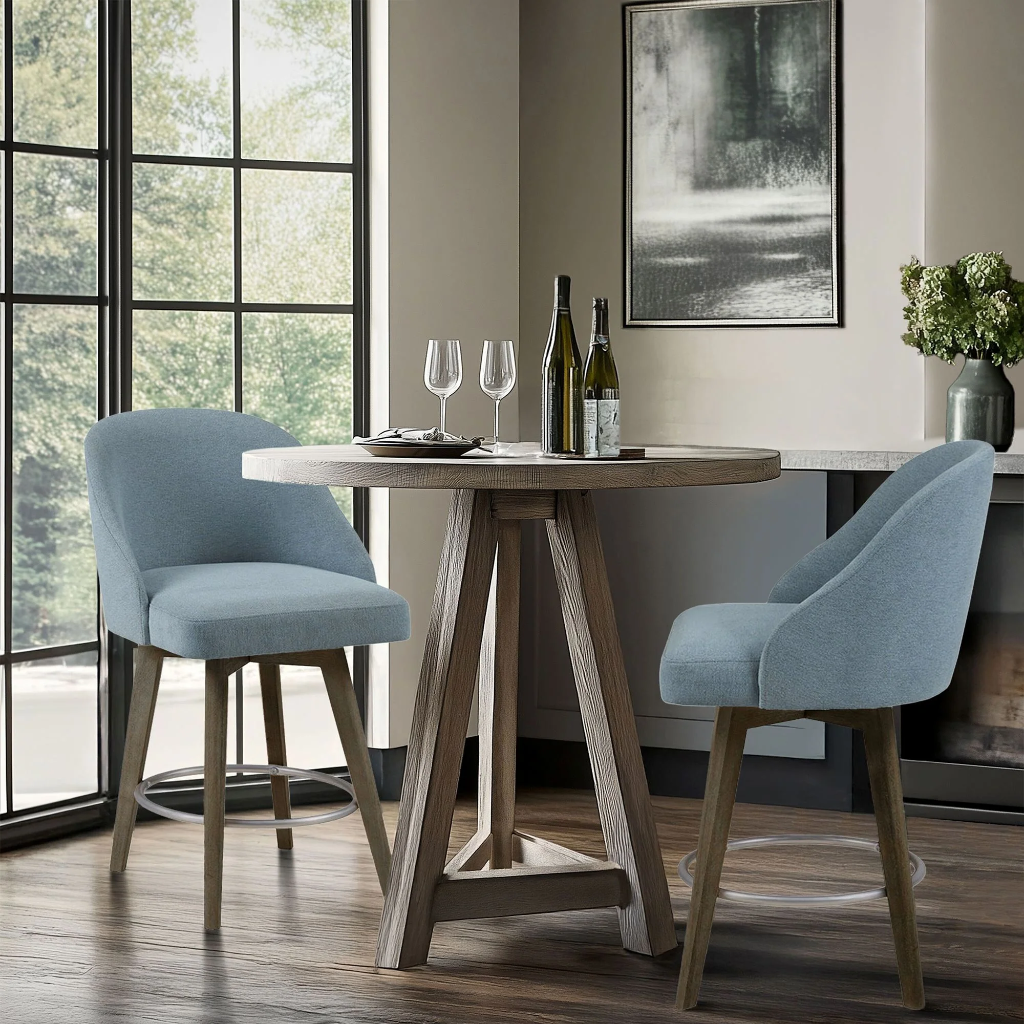 Pearce Swivel Upholstered Counter Stool (25.75'') with Solid Wood Legs & Metal Footrest - Image 54