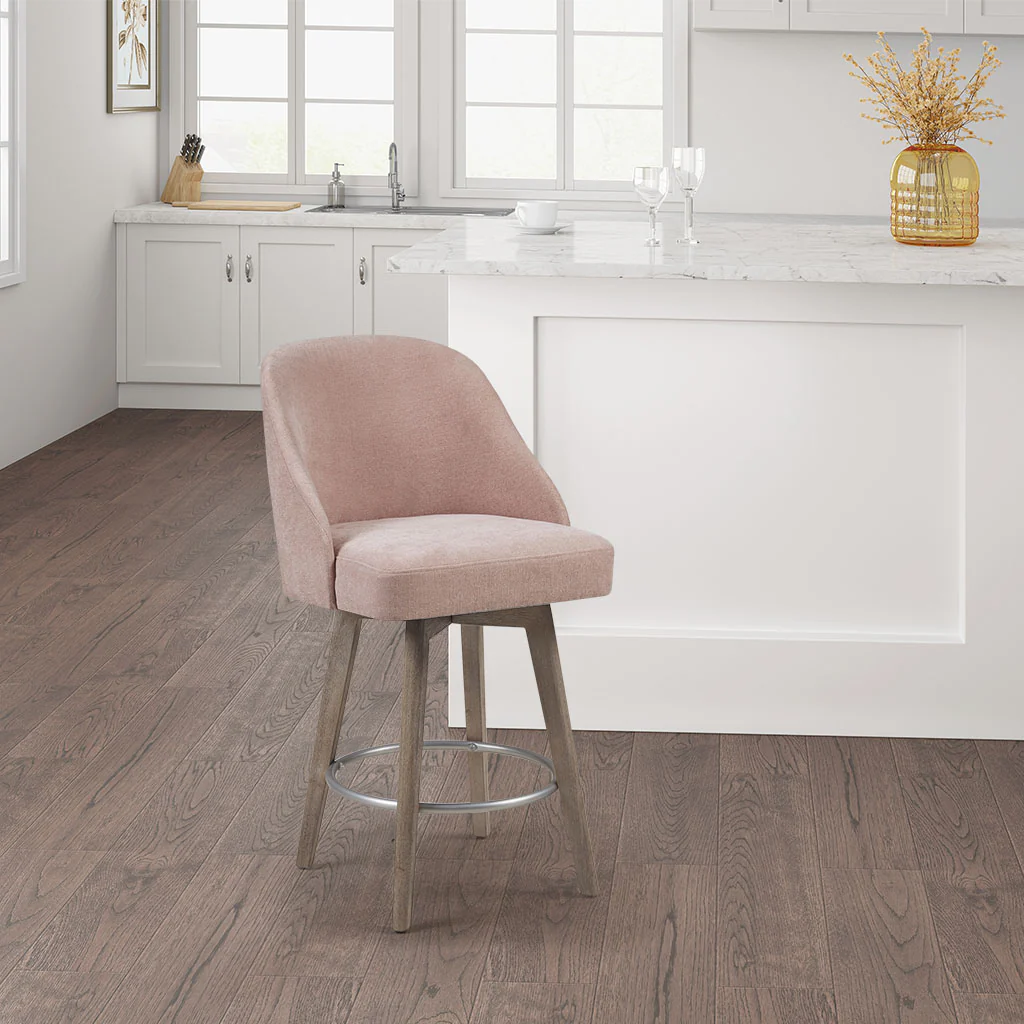 Pearce Swivel Upholstered Counter Stool (25.75'') with Solid Wood Legs & Metal Footrest - Image 7