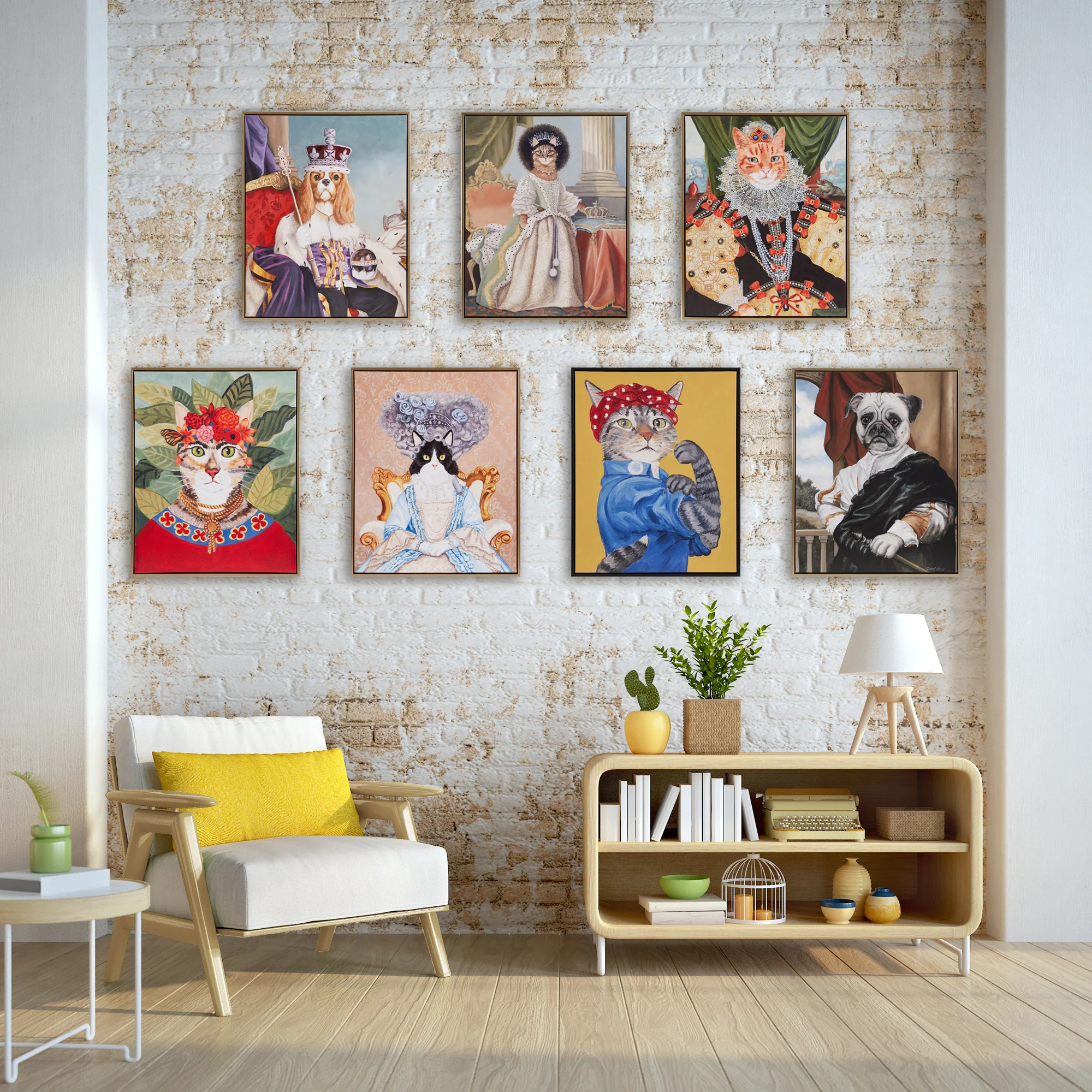 Pet Portrait Captain's Guard Pug Framed Canvas Wall Art
