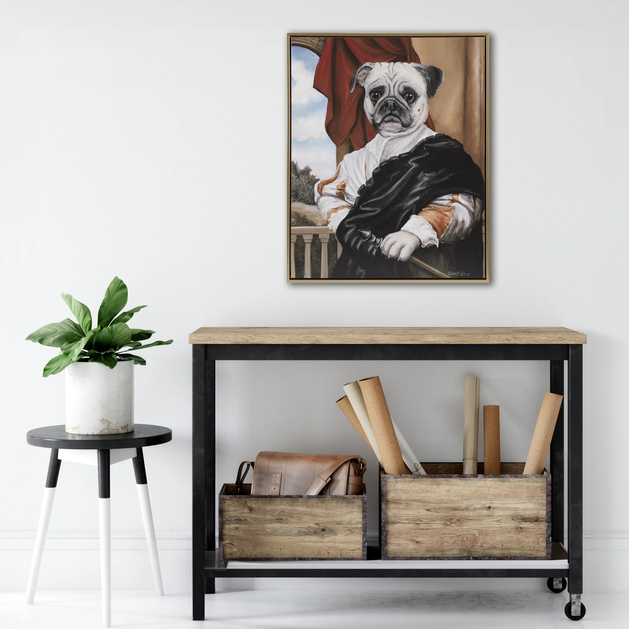 Pet Portrait Captain's Guard Pug Framed Canvas Wall Art - Image 17