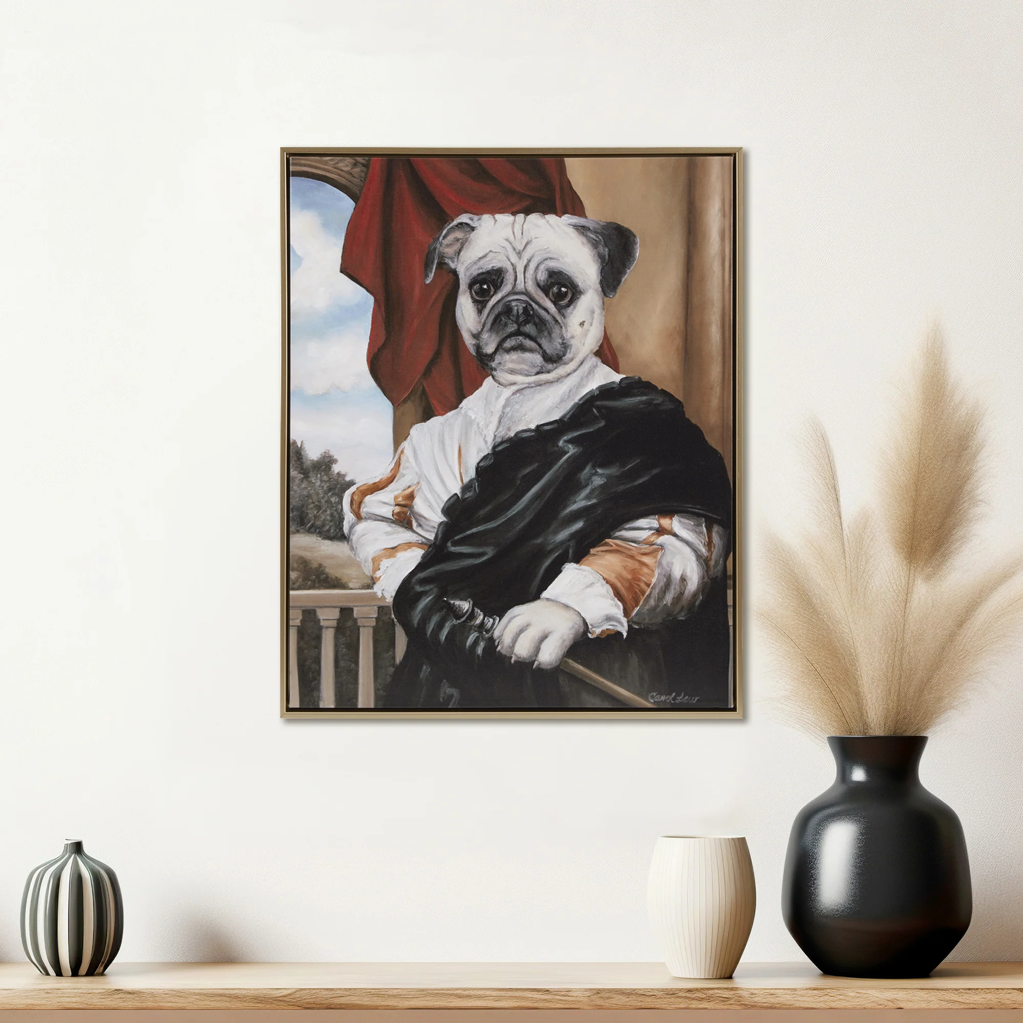 Pet Portrait Captain's Guard Pug Framed Canvas Wall Art - Image 20