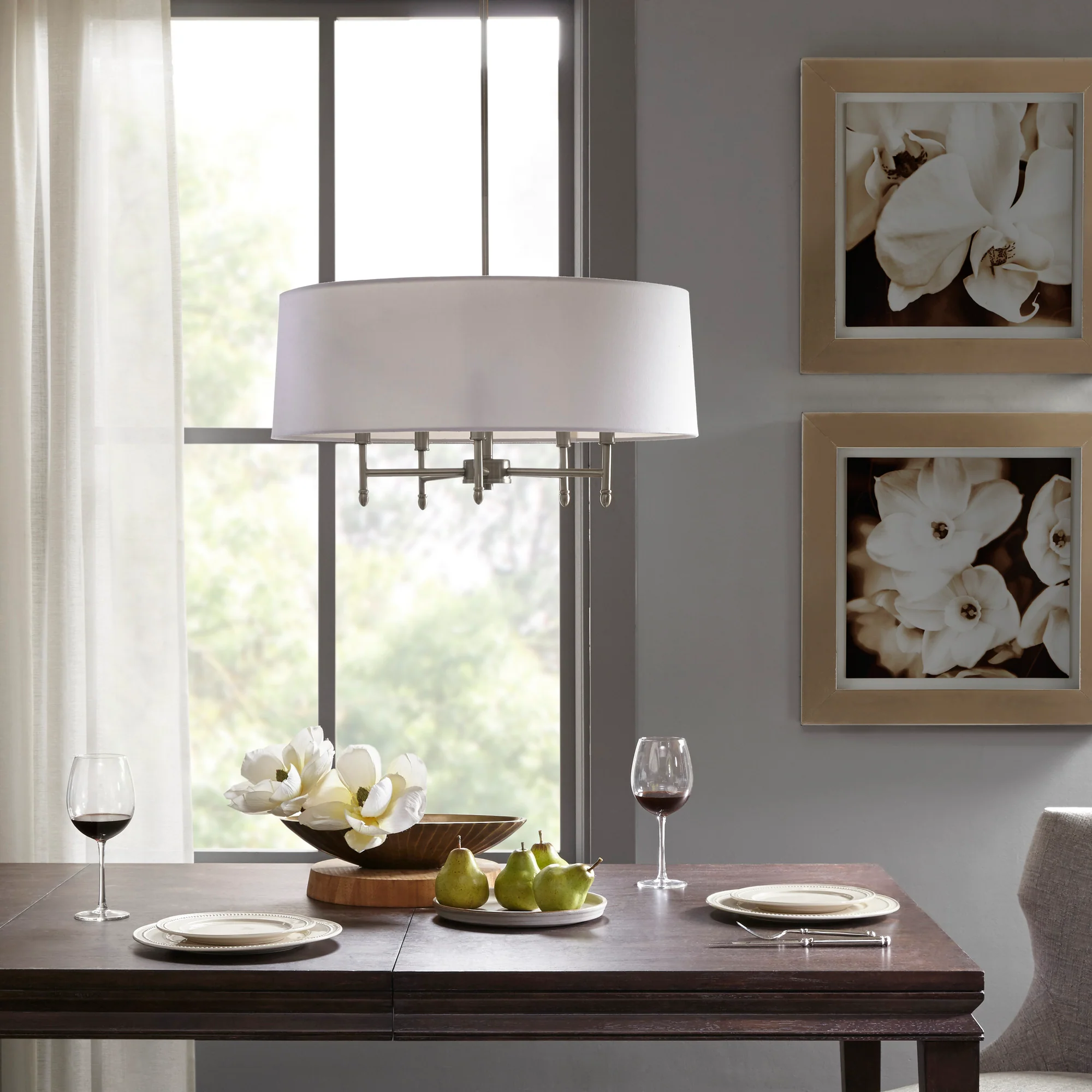 Presidio Presidio 5-Light Dimmable Chandelier with Drum-shaped Fabric Shade & Adjustable Height - Image 15