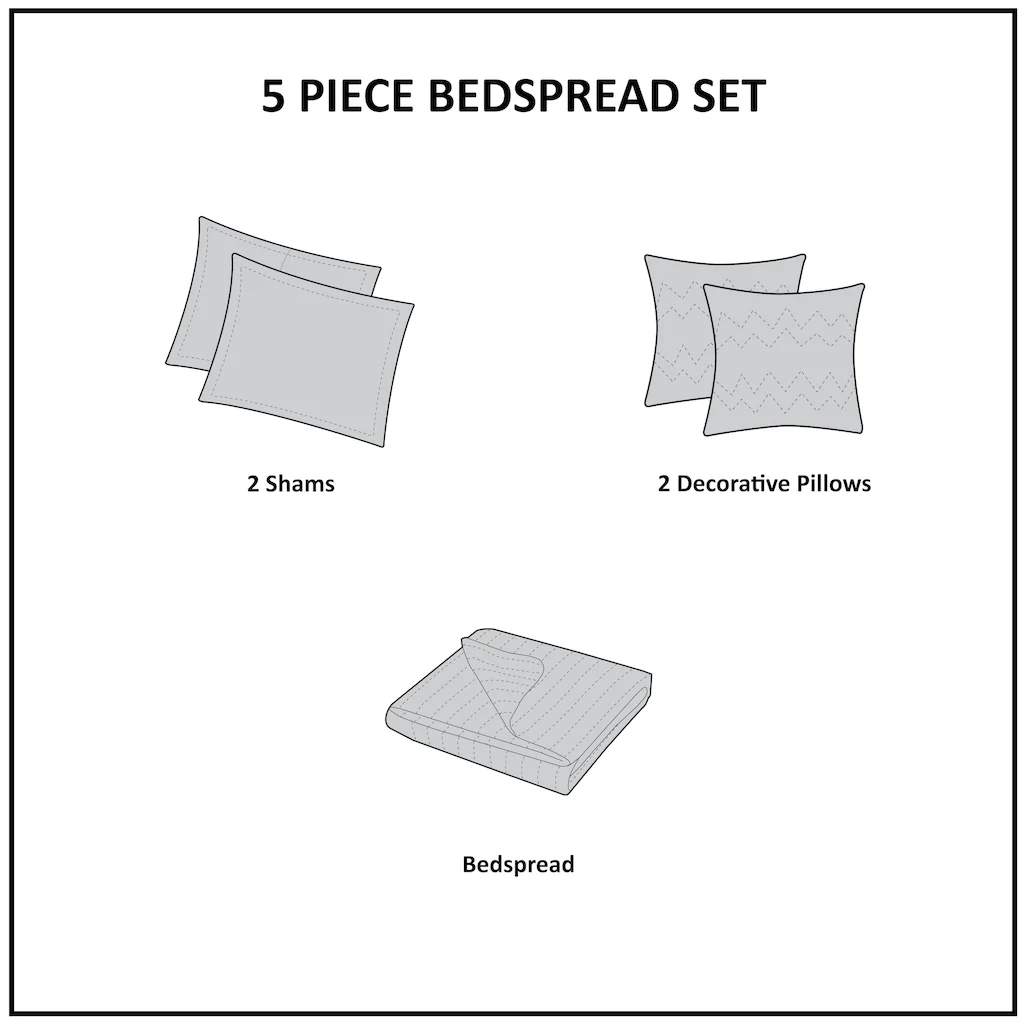Princeton 5-Piece Reversible Jacquard Bedspread Set - Image 26