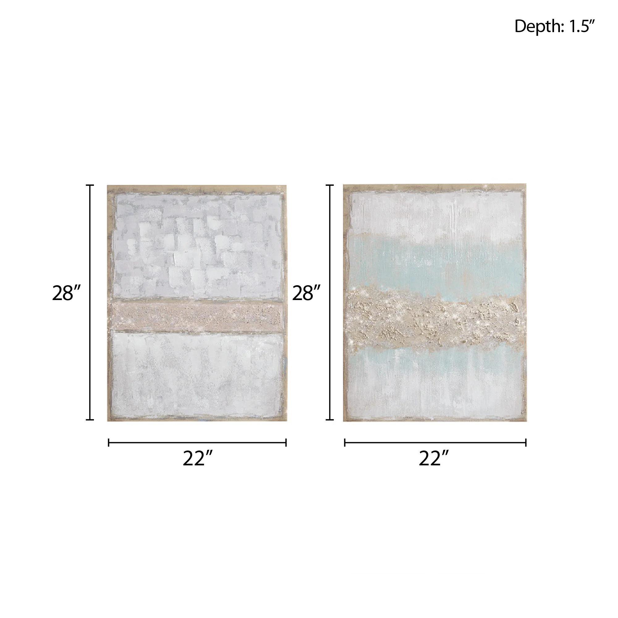 Radiant Flatland Hand Embellished Glitter 2-Piece Canvas Wall Art Set - Image 9