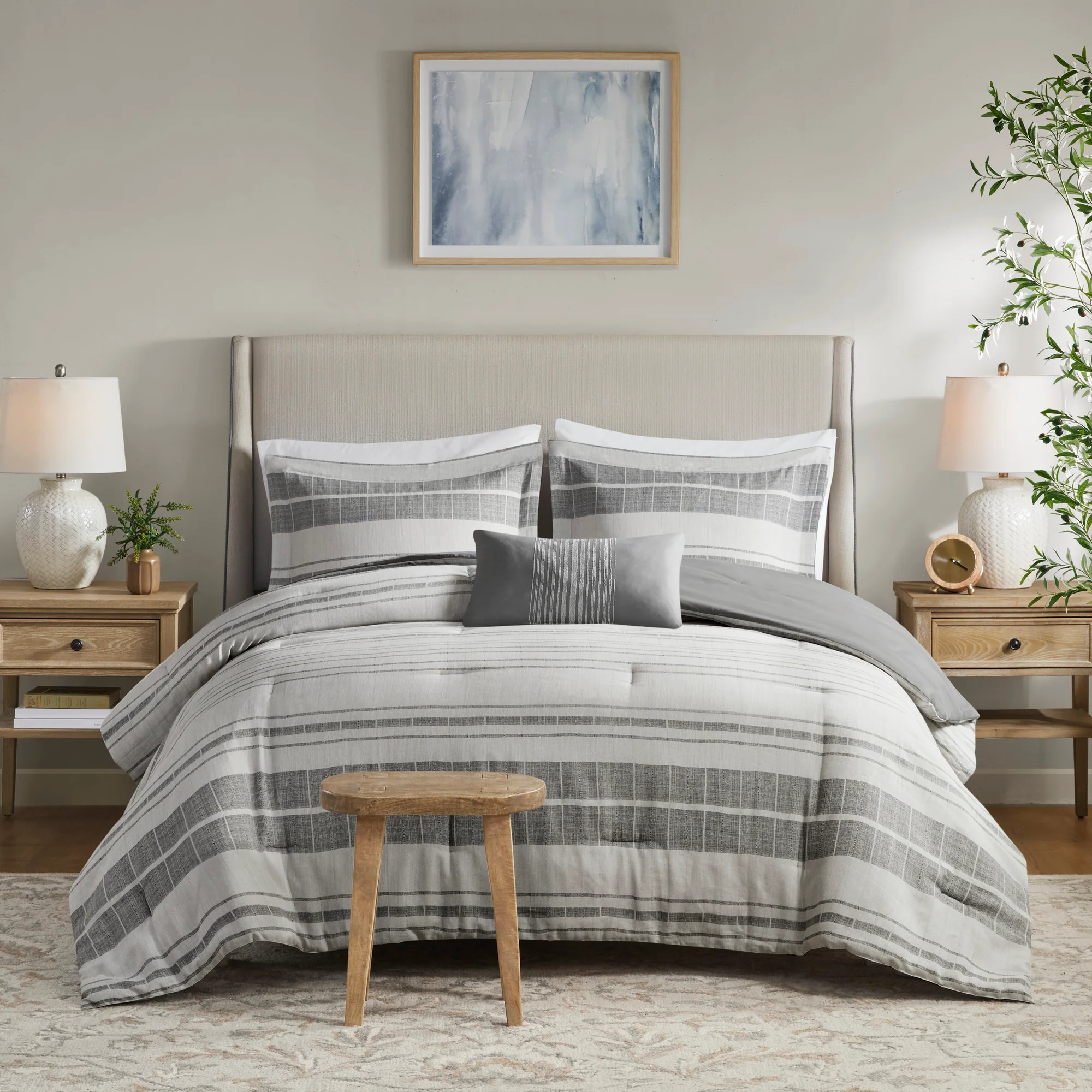 Rhodes 4-Piece Stripe Comforter Set with Throw Pillow - Image 10