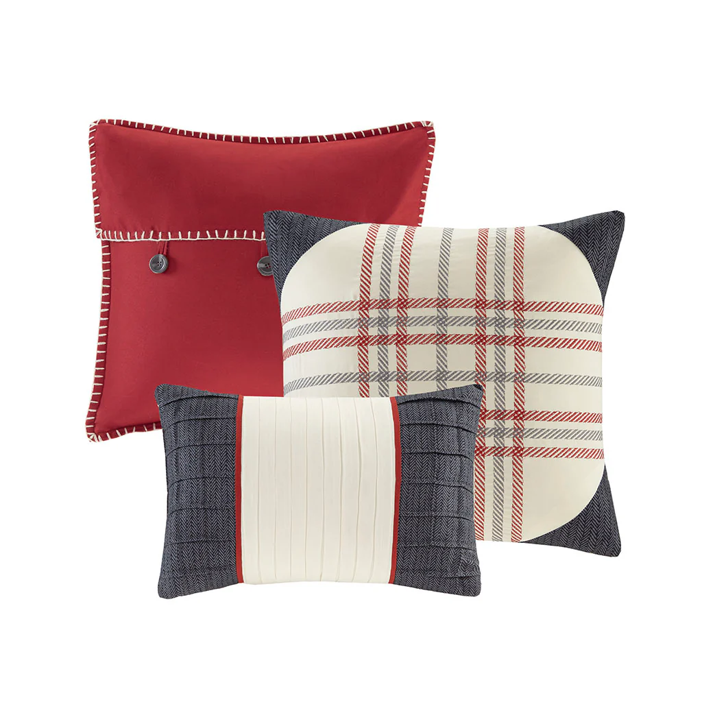 Ridge 6-Piece Printed Herringbone Quilt Set with Throw Pillows - Image 7