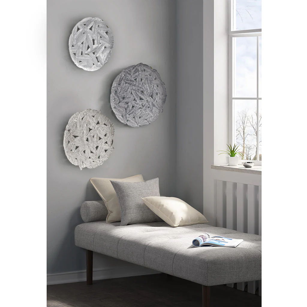 Rossi Textured Feather 3-Piece Metal Disc Wall Decor Set - Image 39