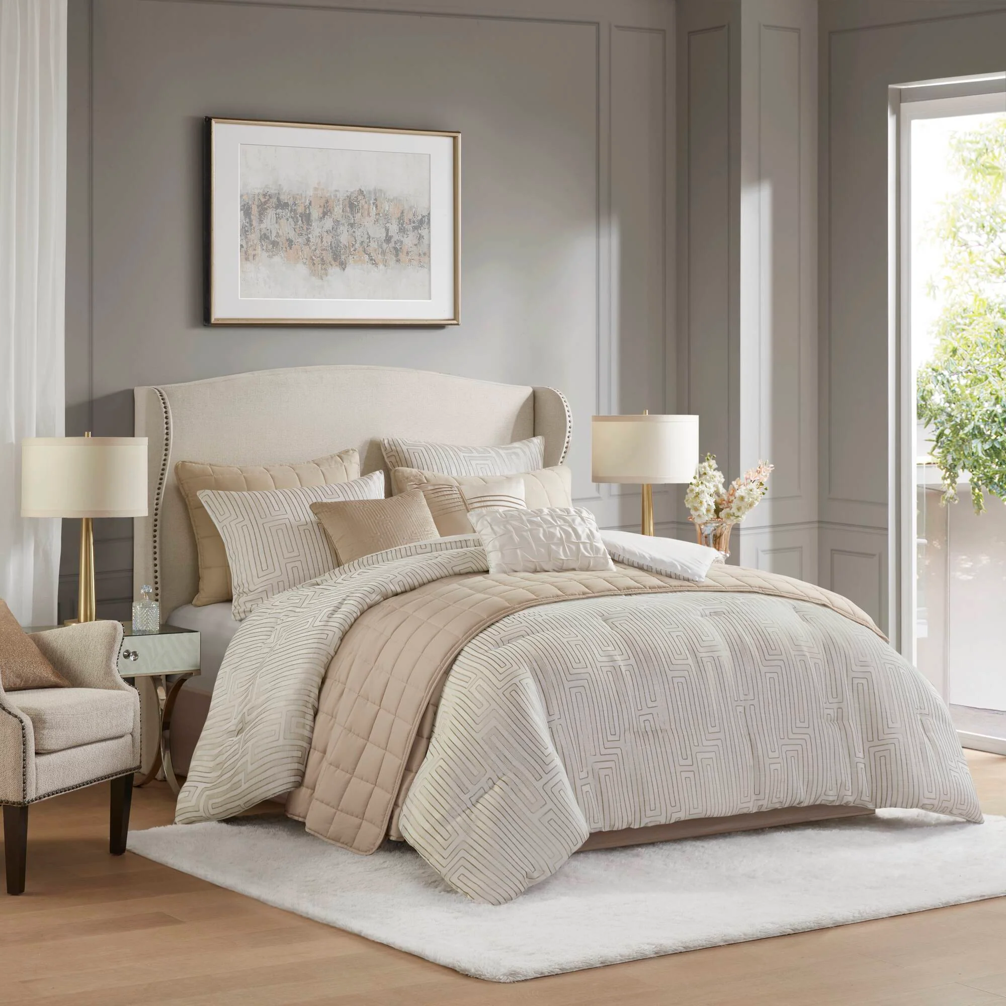 Royce 10-Piece Luxury Jacquard Comforter Set - Image 4