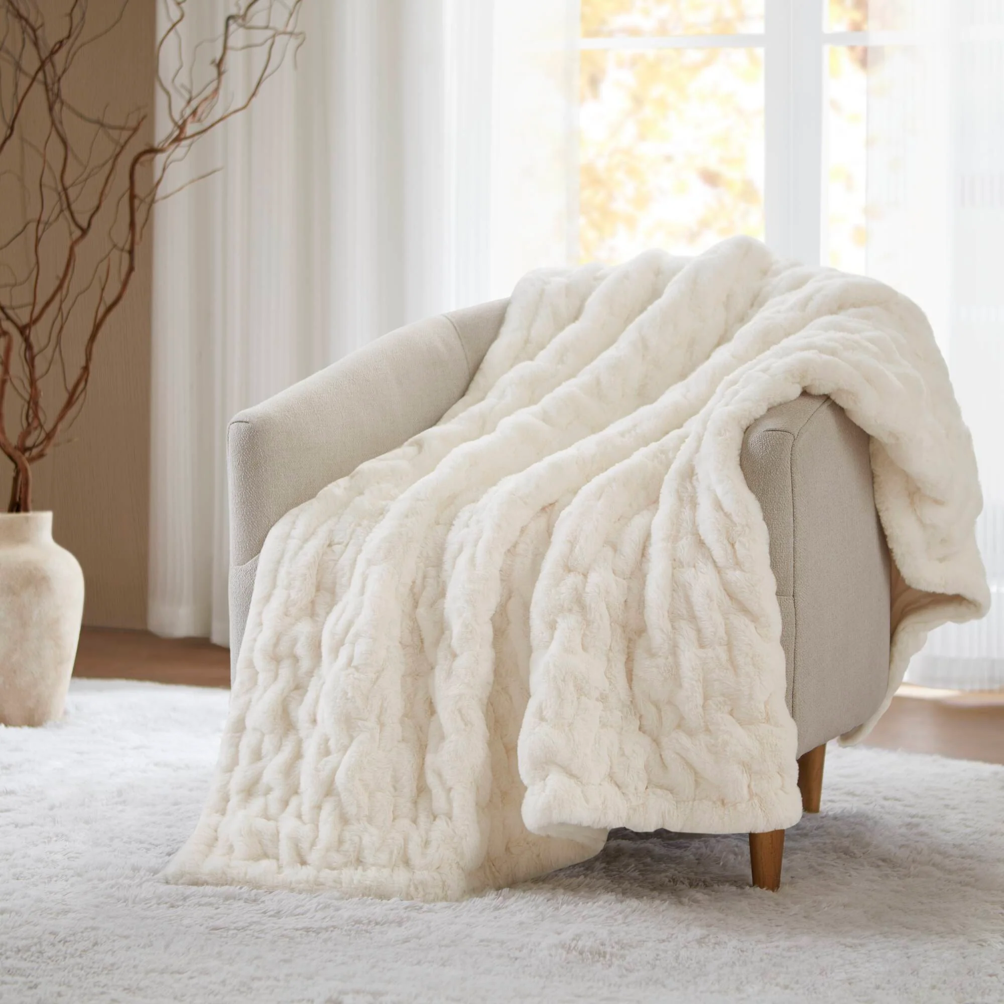 Ruched Fur 100% Polyester Real Tie Dye Throw - Image 15