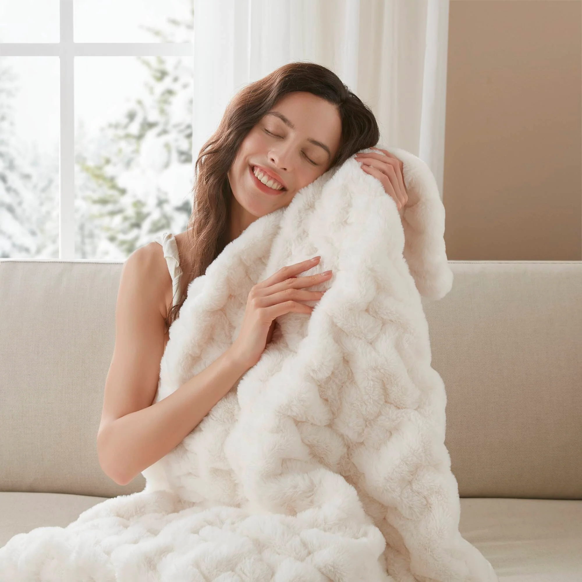Ruched Fur 100% Polyester Real Tie Dye Throw - Image 17