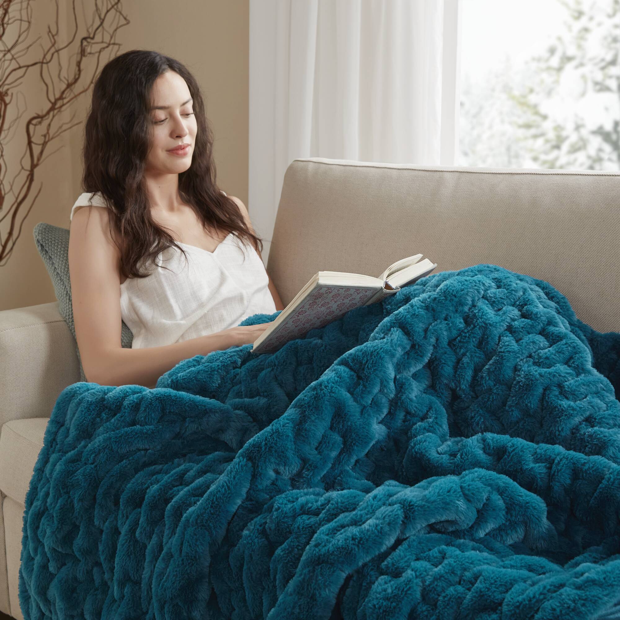 Ruched Fur 100% Polyester Real Tie Dye Throw - Image 26