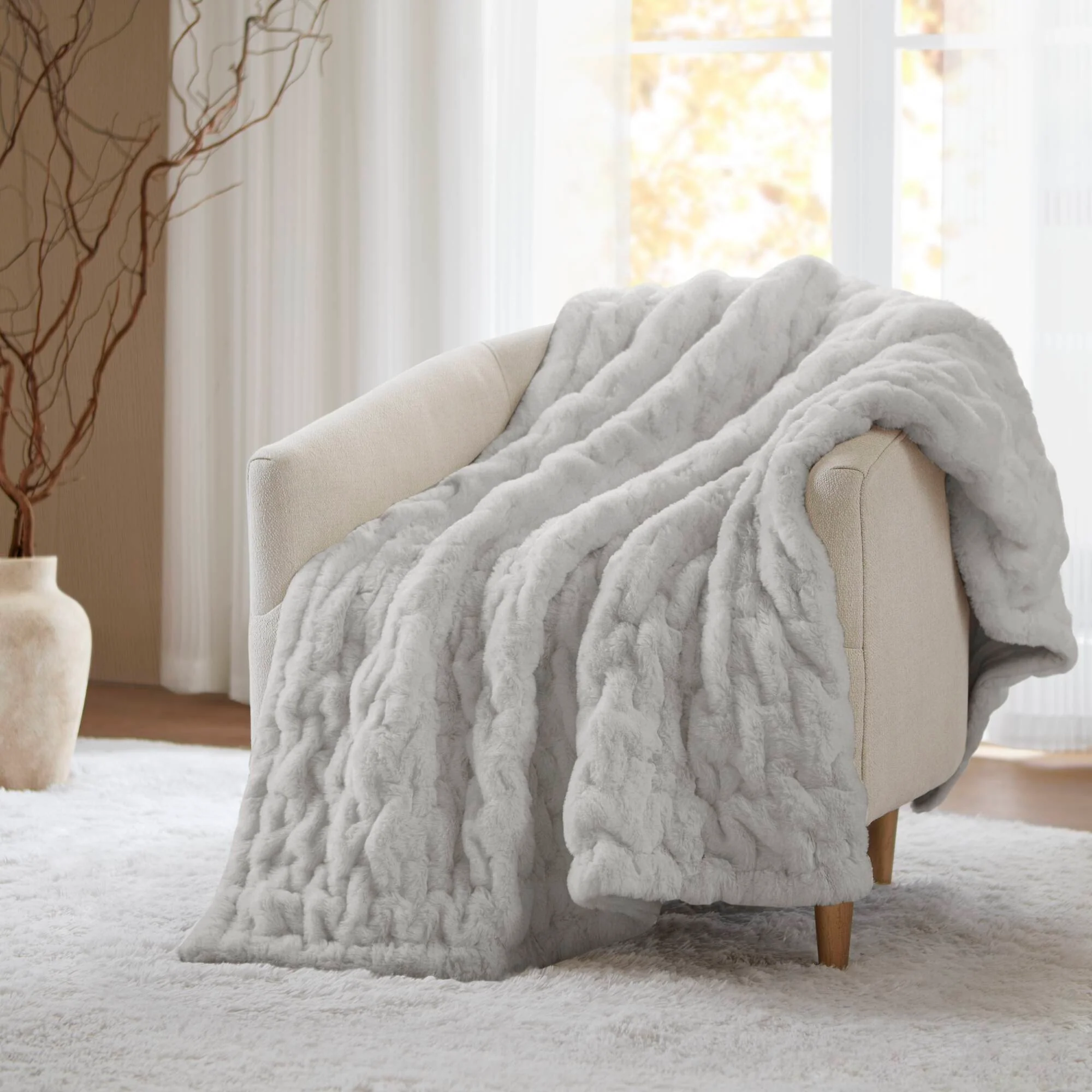 Ruched Fur 100% Polyester Real Tie Dye Throw - Image 50