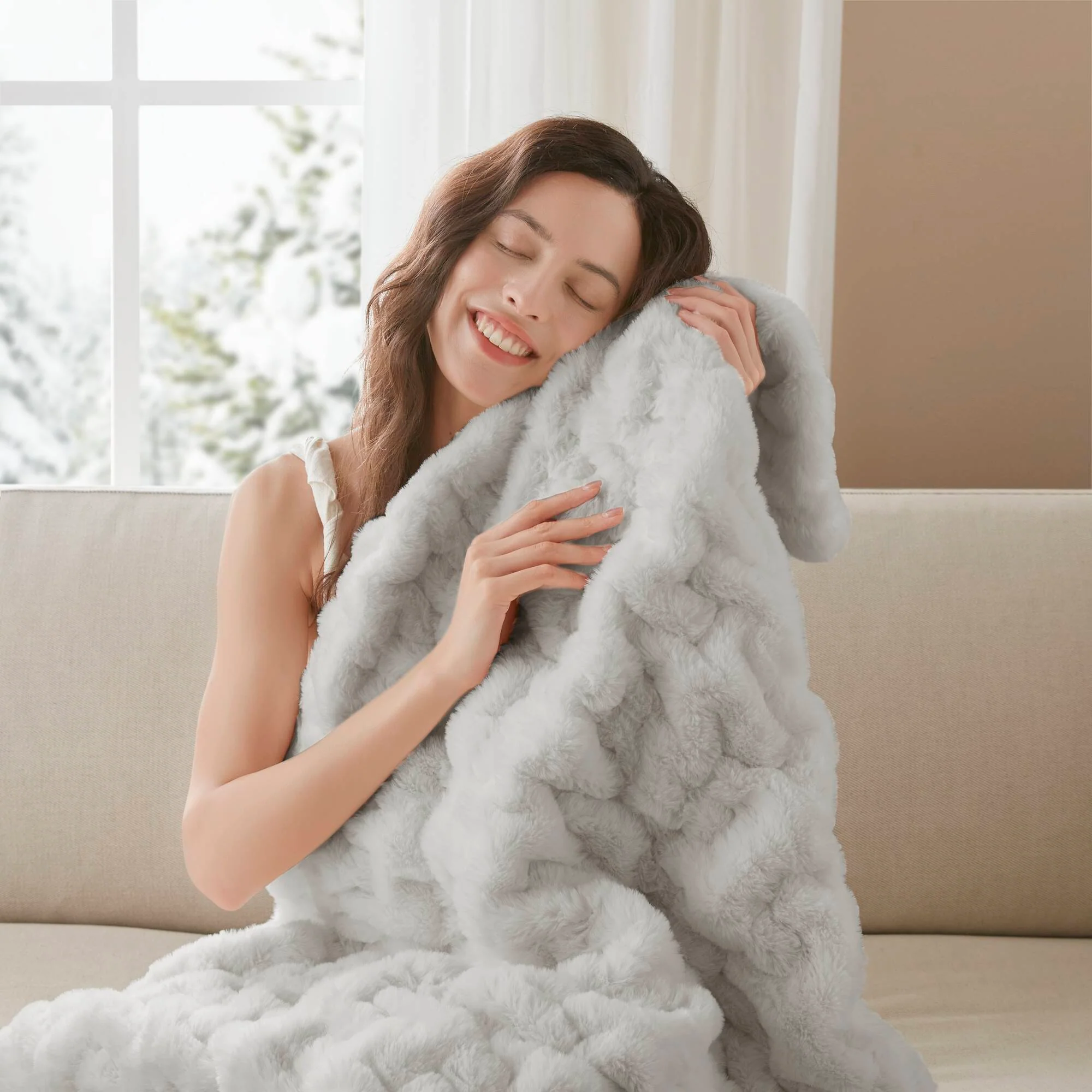 Ruched Fur 100% Polyester Real Tie Dye Throw - Image 52