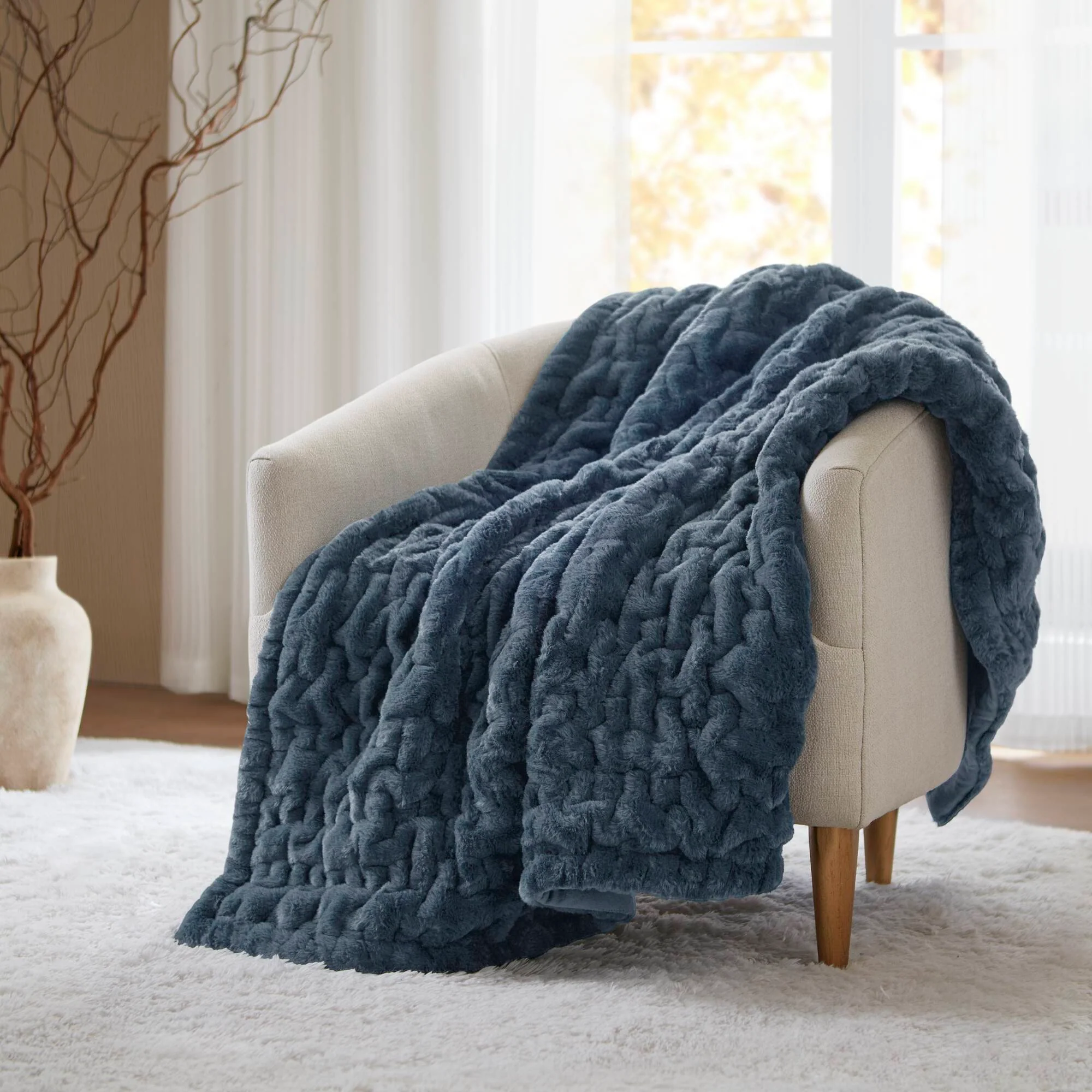 Ruched Fur 100% Polyester Real Tie Dye Throw - Image 57