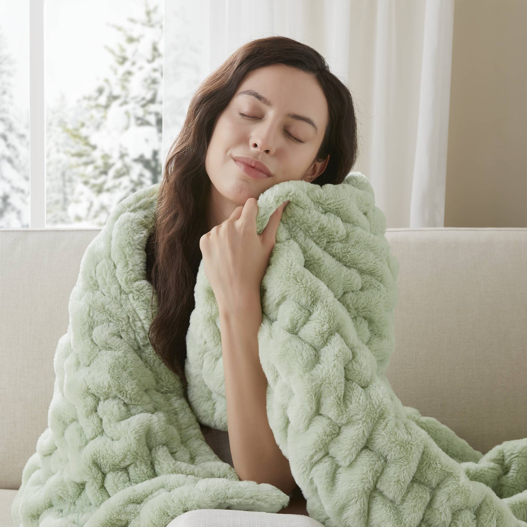 Ruched Fur 100% Polyester Real Tie Dye Throw - Image 66