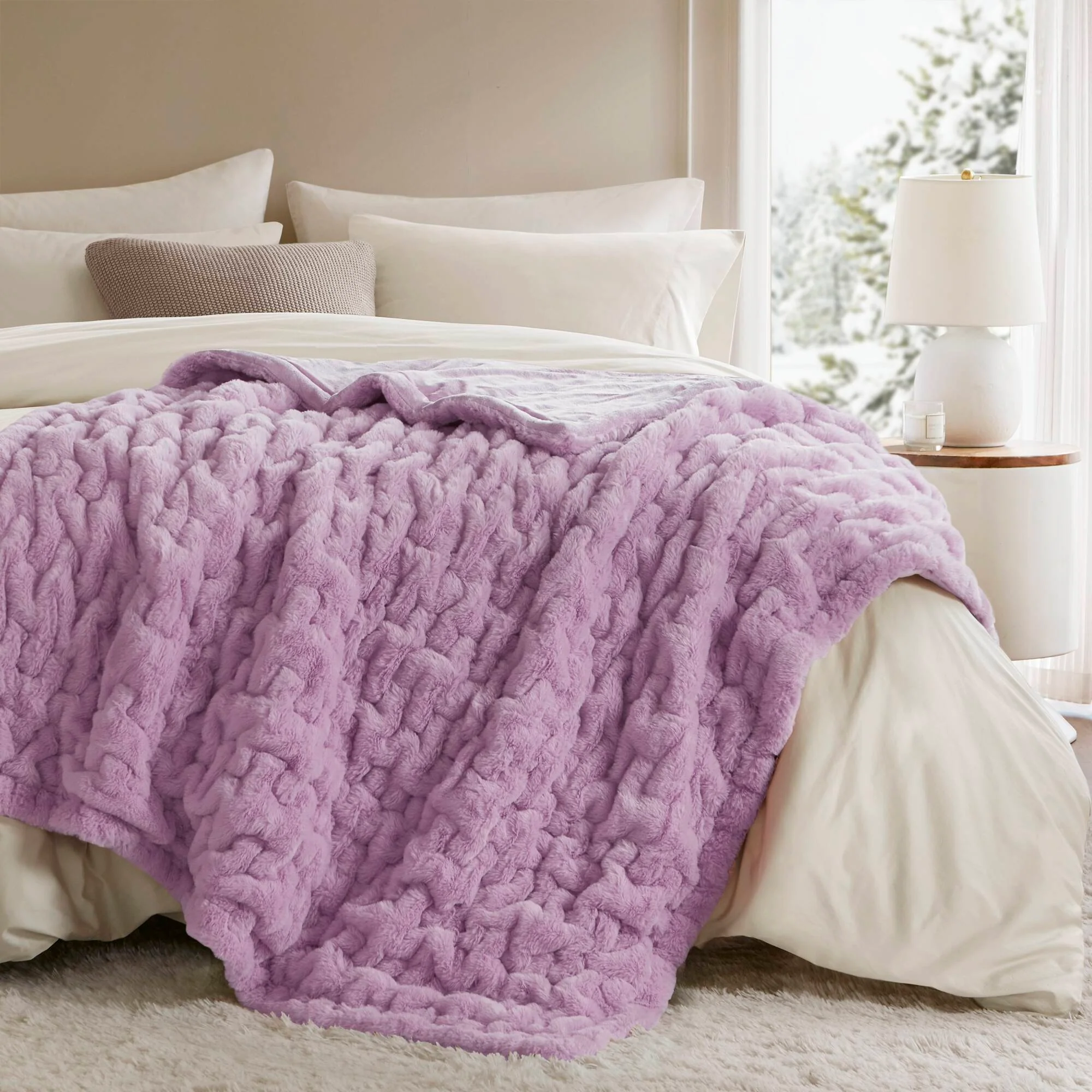 Ruched Fur 100% Polyester Real Tie Dye Throw - Image 81
