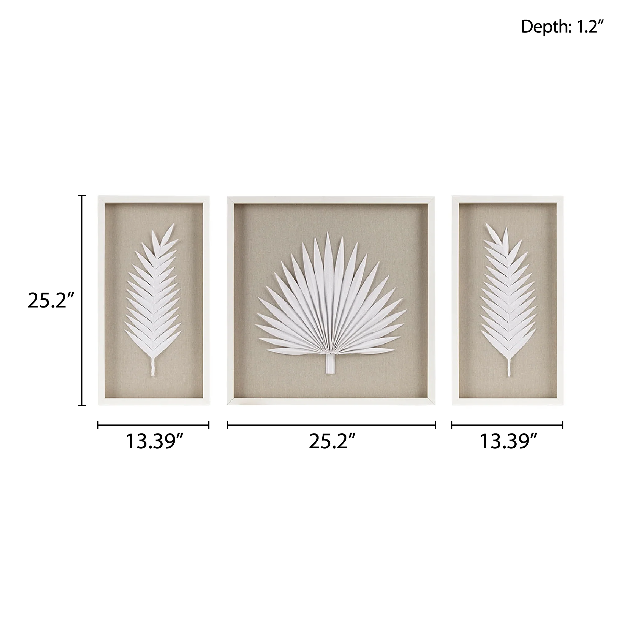 Sabal Framed Rice Paper Palm Leaves 3-Piece Shadowbox Wall Decor Set - Image 11