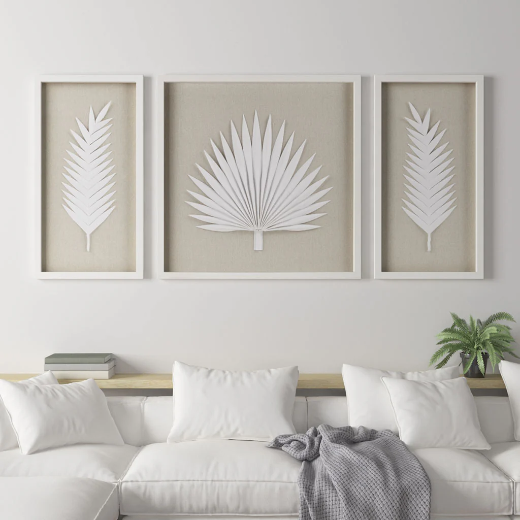 Sabal Framed Rice Paper Palm Leaves 3-Piece Shadowbox Wall Decor Set - Image 14