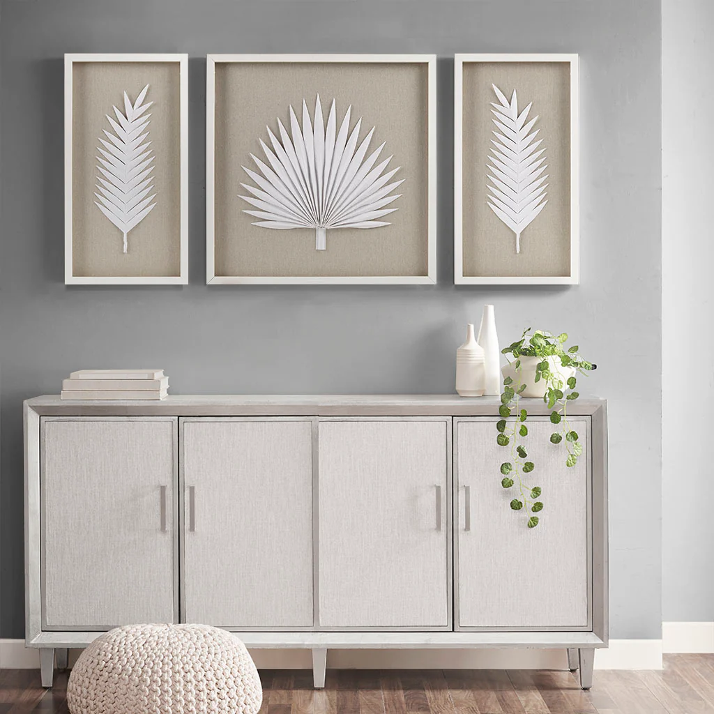 Sabal Framed Rice Paper Palm Leaves 3-Piece Shadowbox Wall Decor Set - Image 16
