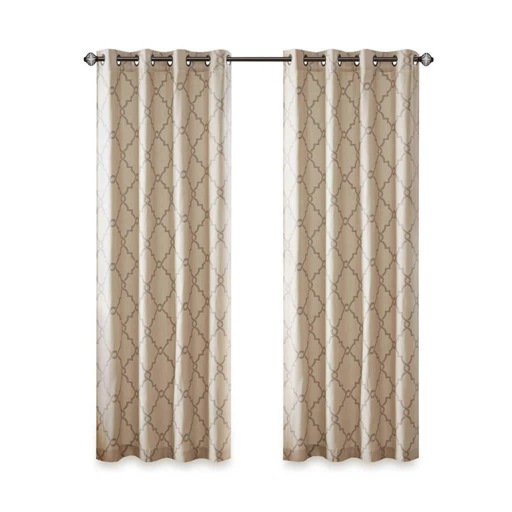 Saratoga Fretwork Print Grommet Top Window Curtain Panel - Image 13