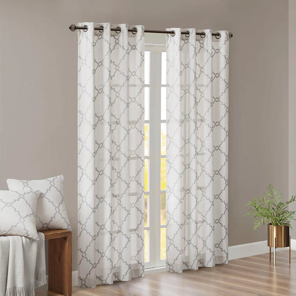 Saratoga Fretwork Print Grommet Top Window Curtain Panel - Image 17