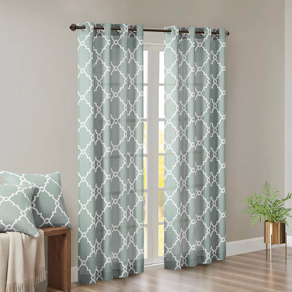 Saratoga Fretwork Print Grommet Top Window Curtain Panel - Image 18
