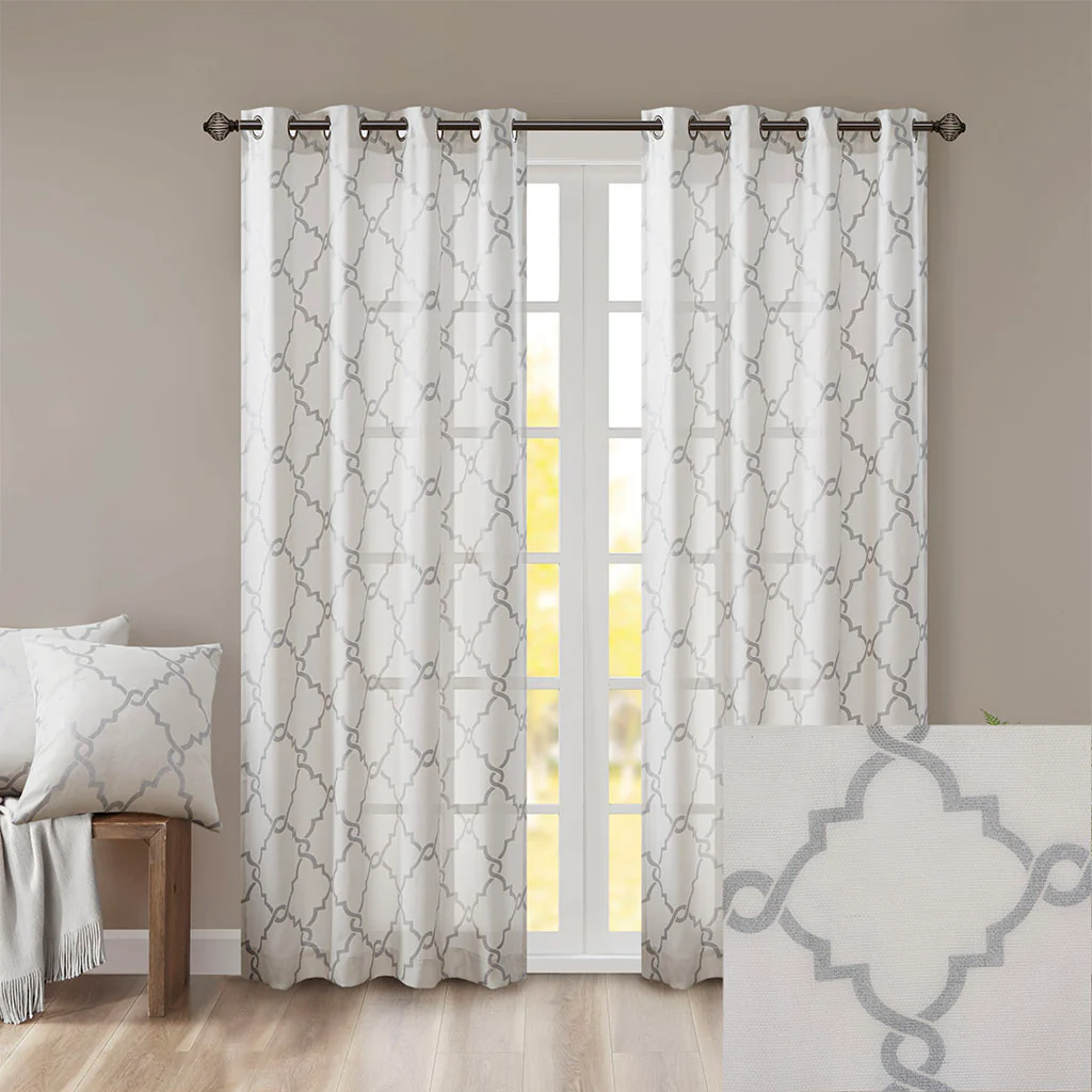 Saratoga Fretwork Print Grommet Top Window Curtain Panel - Image 50