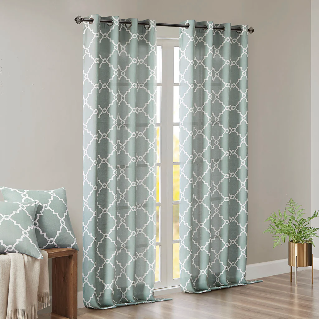 Saratoga Fretwork Print Grommet Top Window Curtain Panel - Image 61