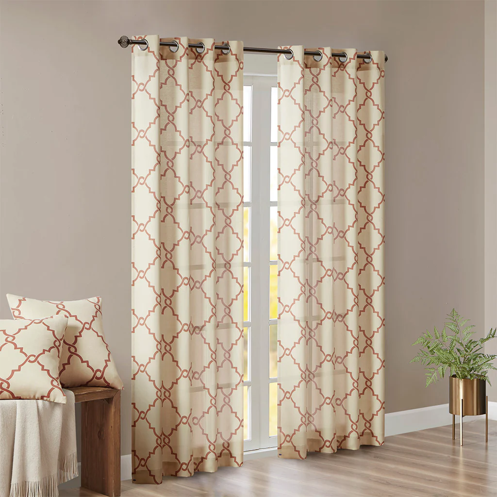 Saratoga Fretwork Print Grommet Top Window Curtain Panel - Image 81