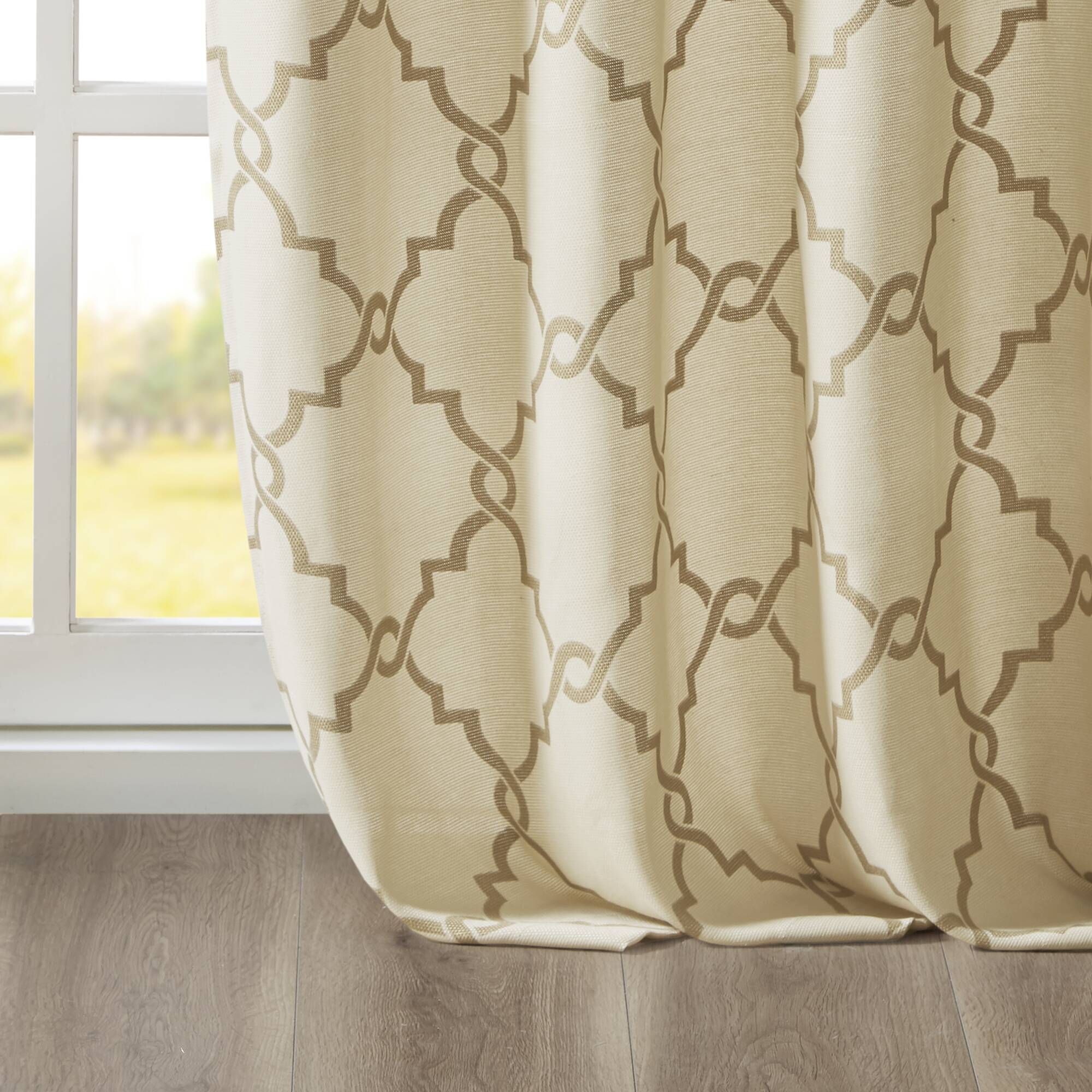 Saratoga Fretwork Print Grommet Top Window Curtain Panel - Image 89