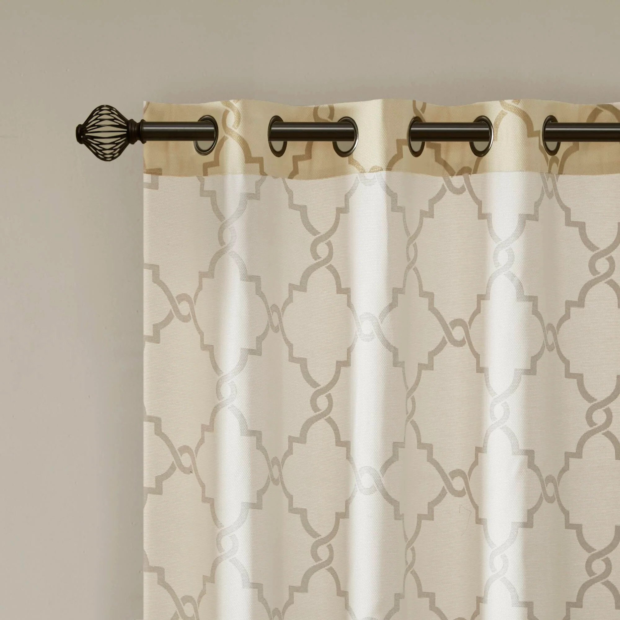 Saratoga Fretwork Print Grommet Top Window Curtain Panel - Image 91