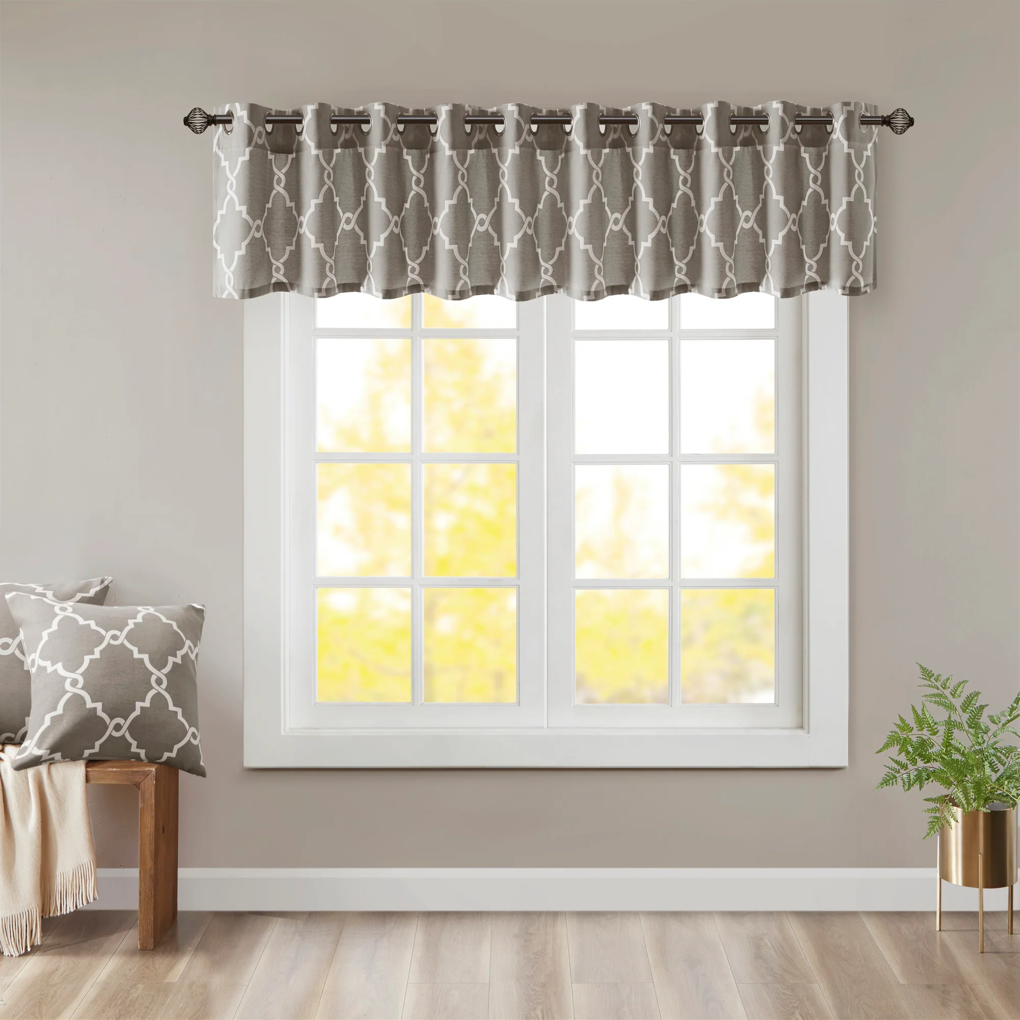 Saratoga Fretwork Print Grommet Top Window Valance - Image 6