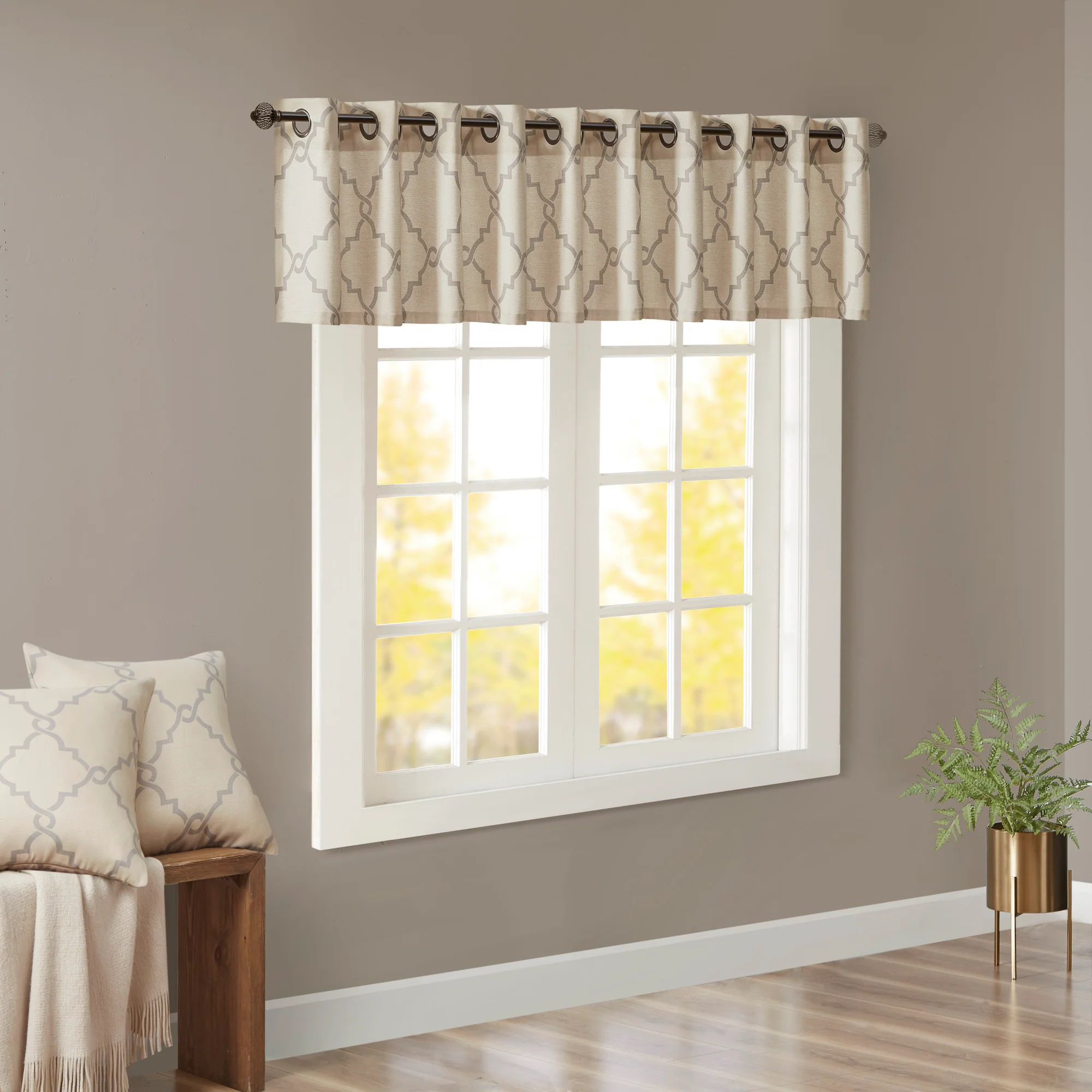 Saratoga Fretwork Print Grommet Top Window Valance - Image 8