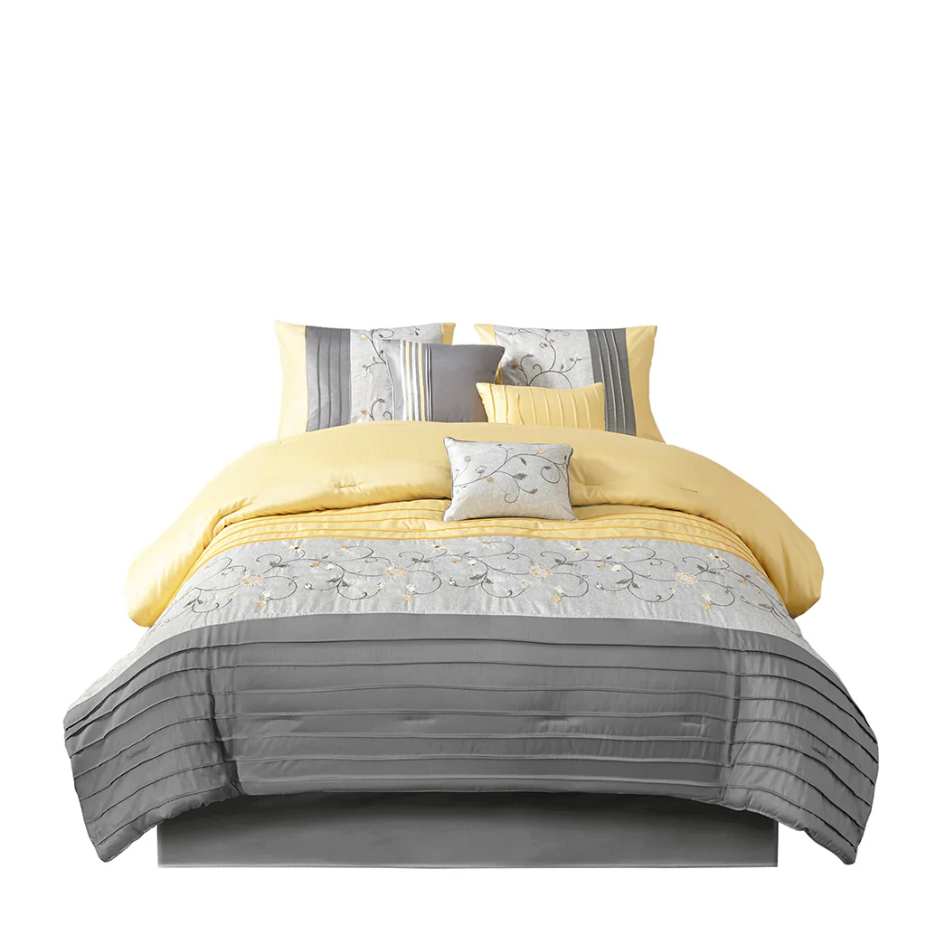 Serene Embroidered 7-Piece Comforter Set - Image 11