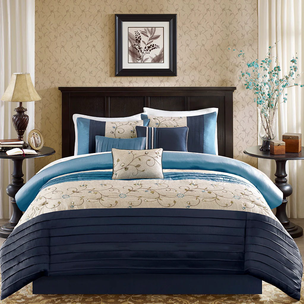 Serene Embroidered 7-Piece Comforter Set - Image 6