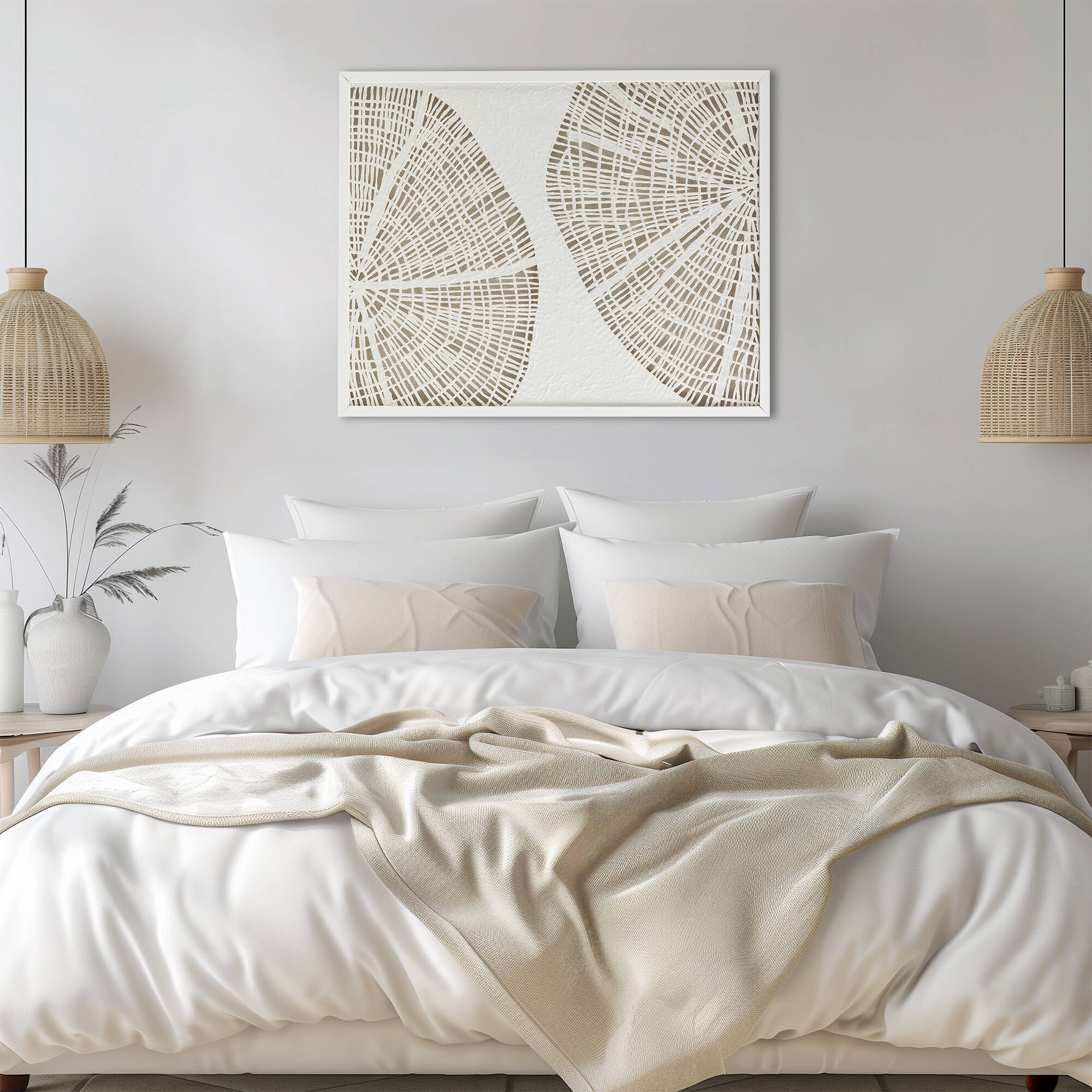 Solana Framed Abstract Coastal Rice Shadowbox Wall Decor - Image 2