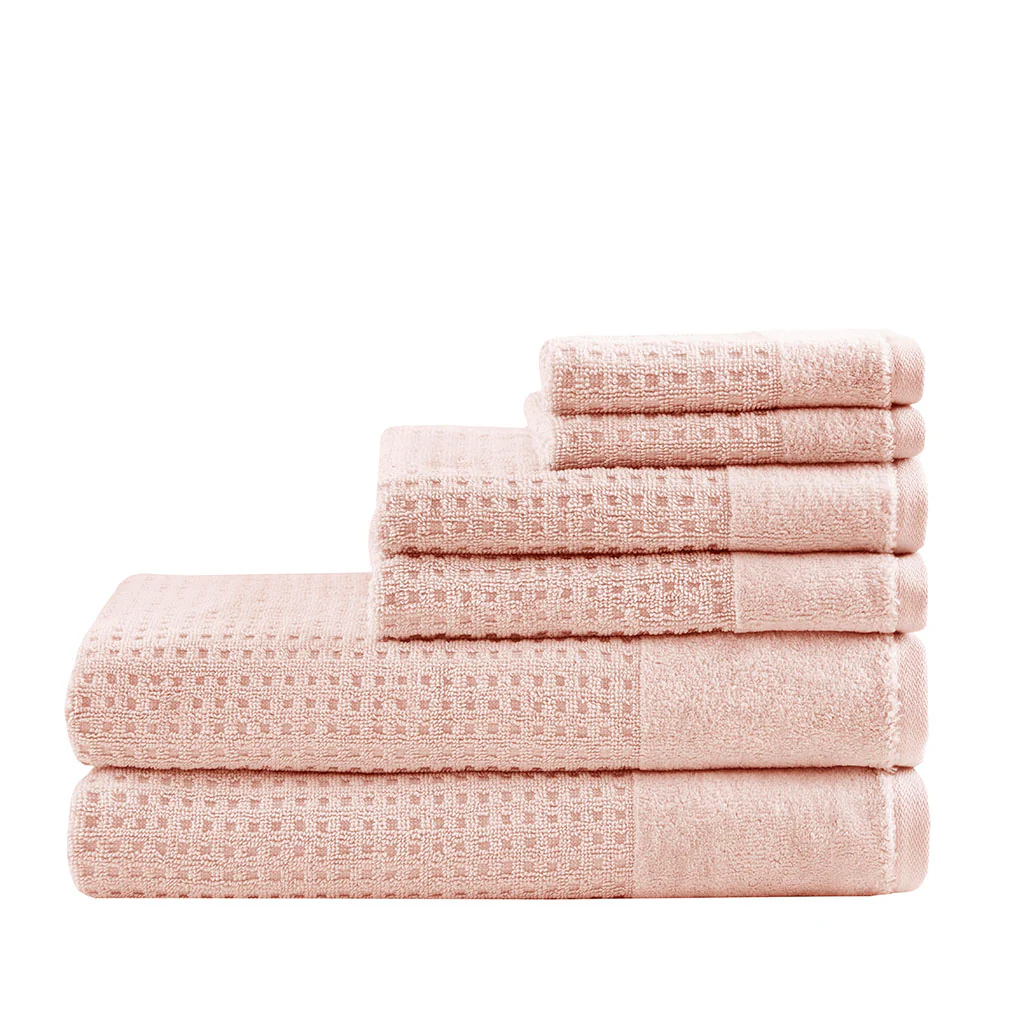 Spa Waffle Cotton Waffle Jacquard Antimicrobial Bath Towel 6-Piece Set - Image 13