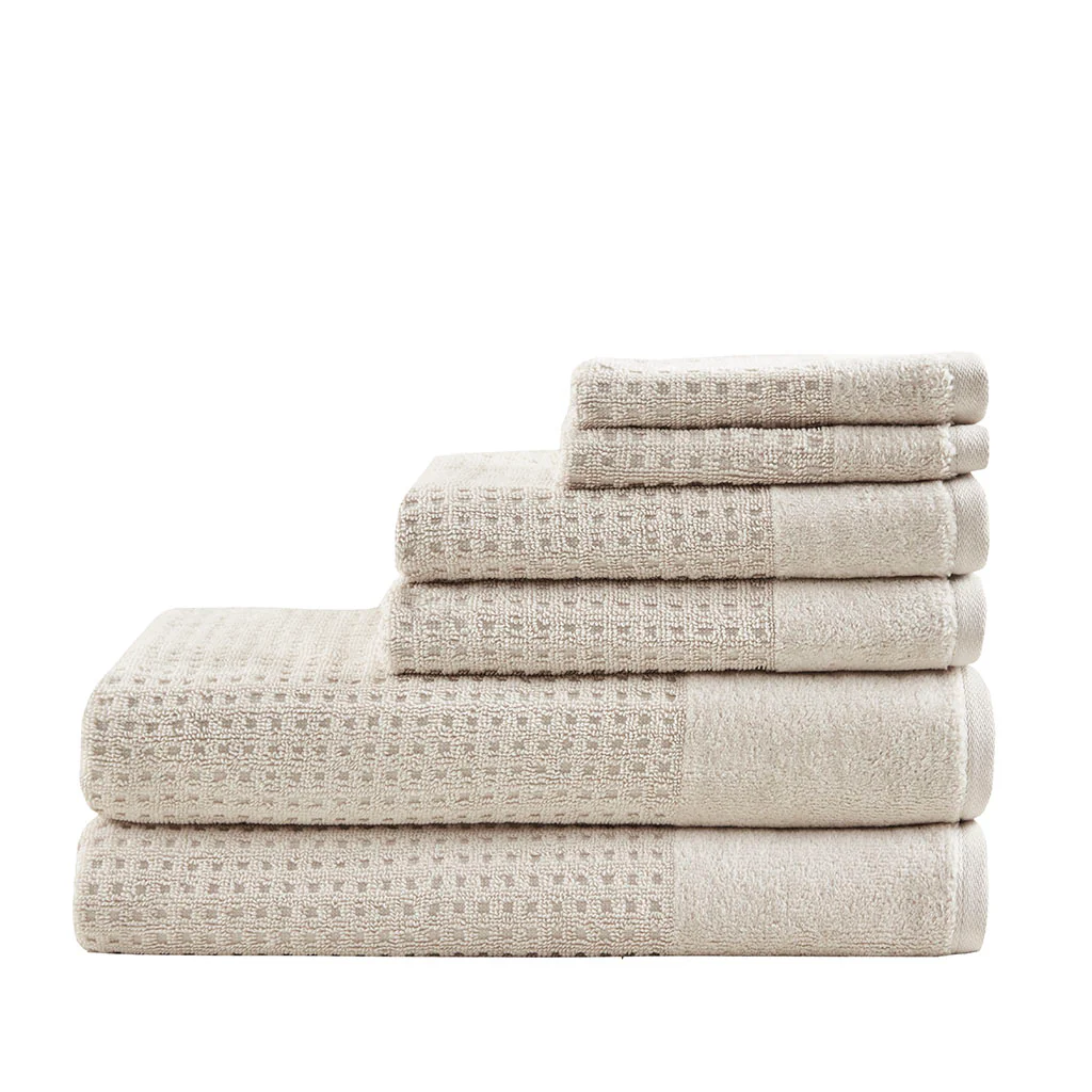 Spa Waffle Cotton Waffle Jacquard Antimicrobial Bath Towel 6-Piece Set - Image 15