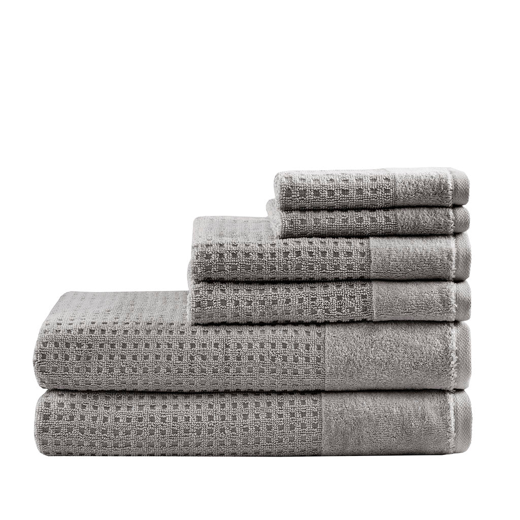 Spa Waffle Cotton Waffle Jacquard Antimicrobial Bath Towel 6-Piece Set - Image 9
