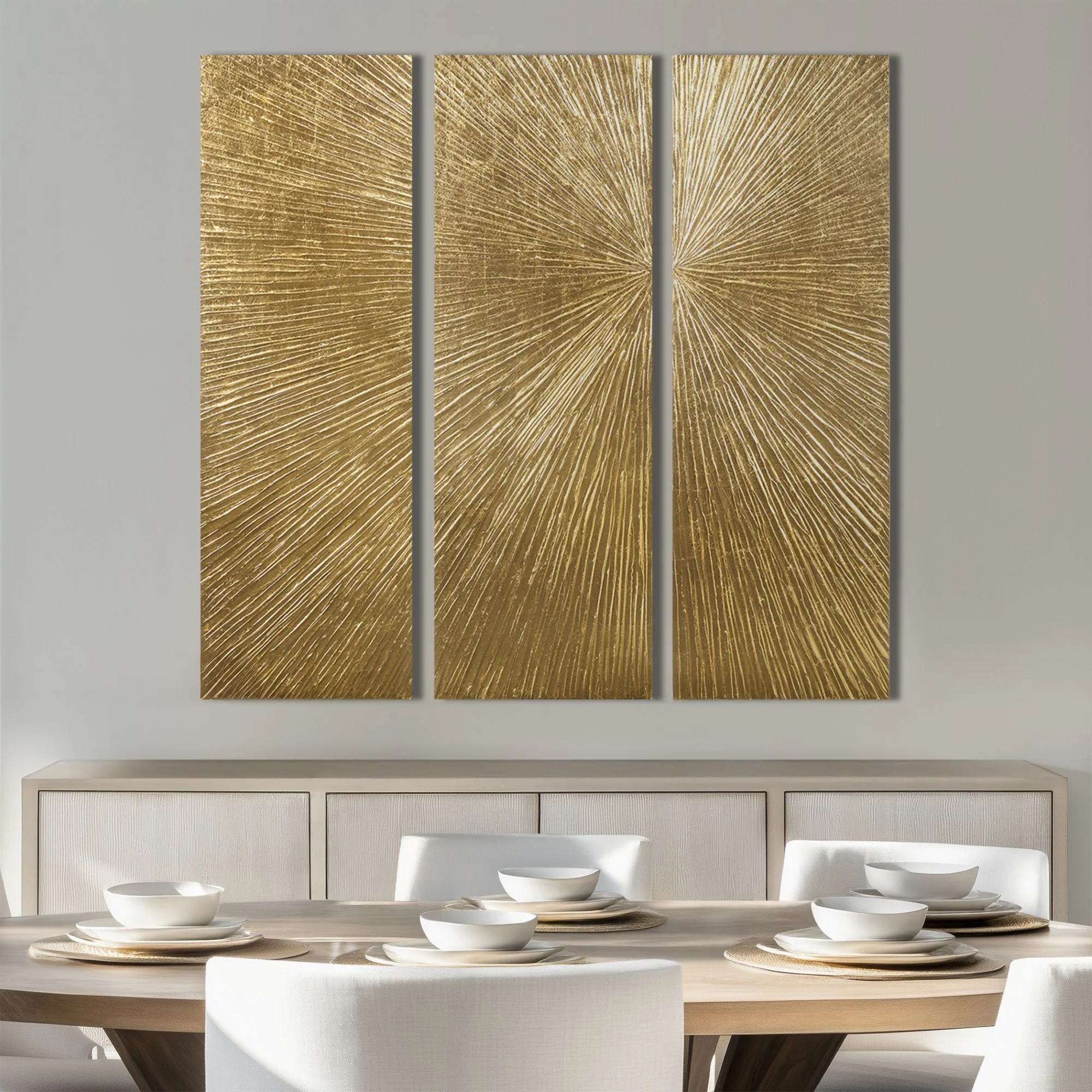 Sunburst Hand Painted Triptych 3-Piece Dimensional Resin Wall Art Set - Image 22